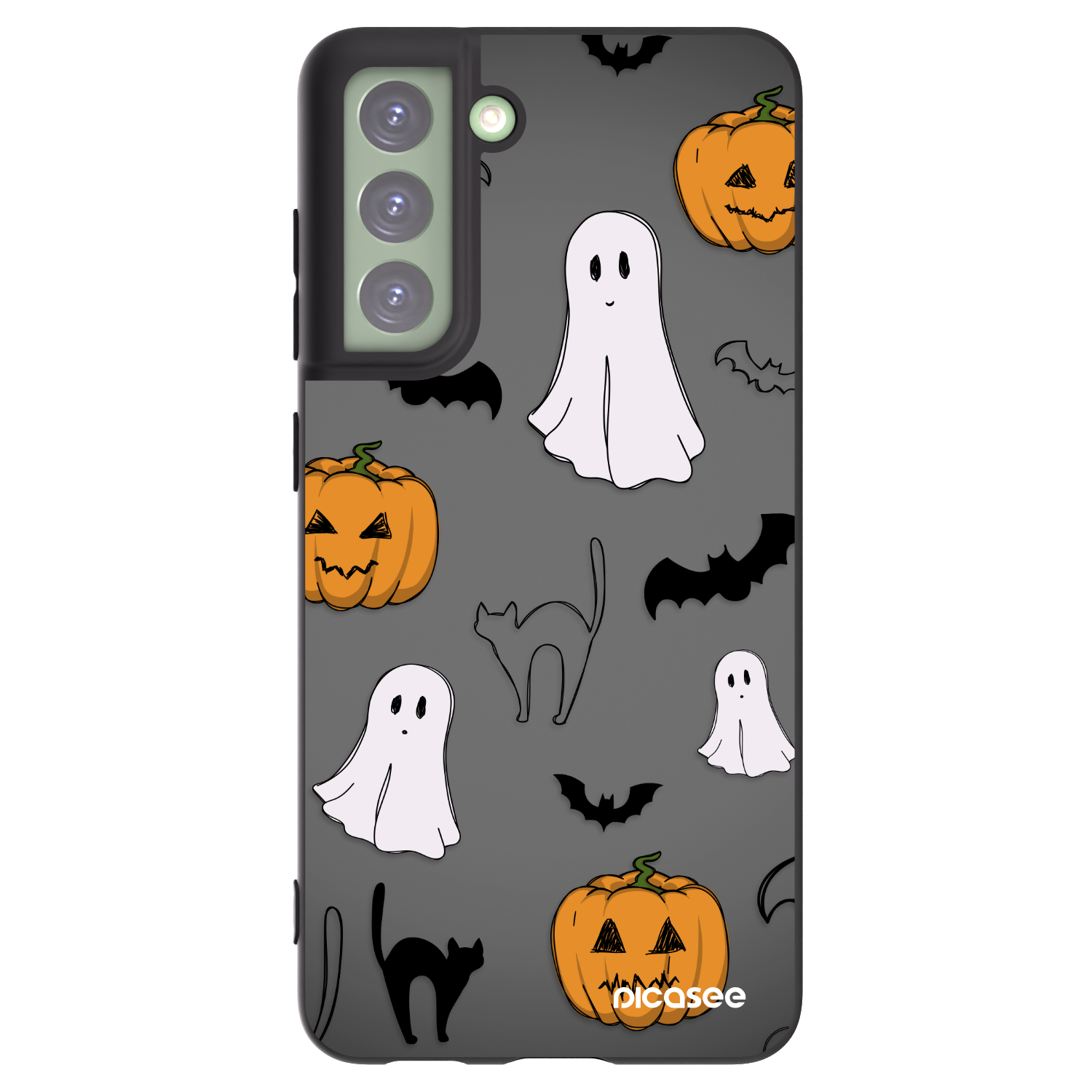 Picasee Μαύρη θήκη σιλικόνης για Samsung Galaxy S21 FE 5G - Spooky crew