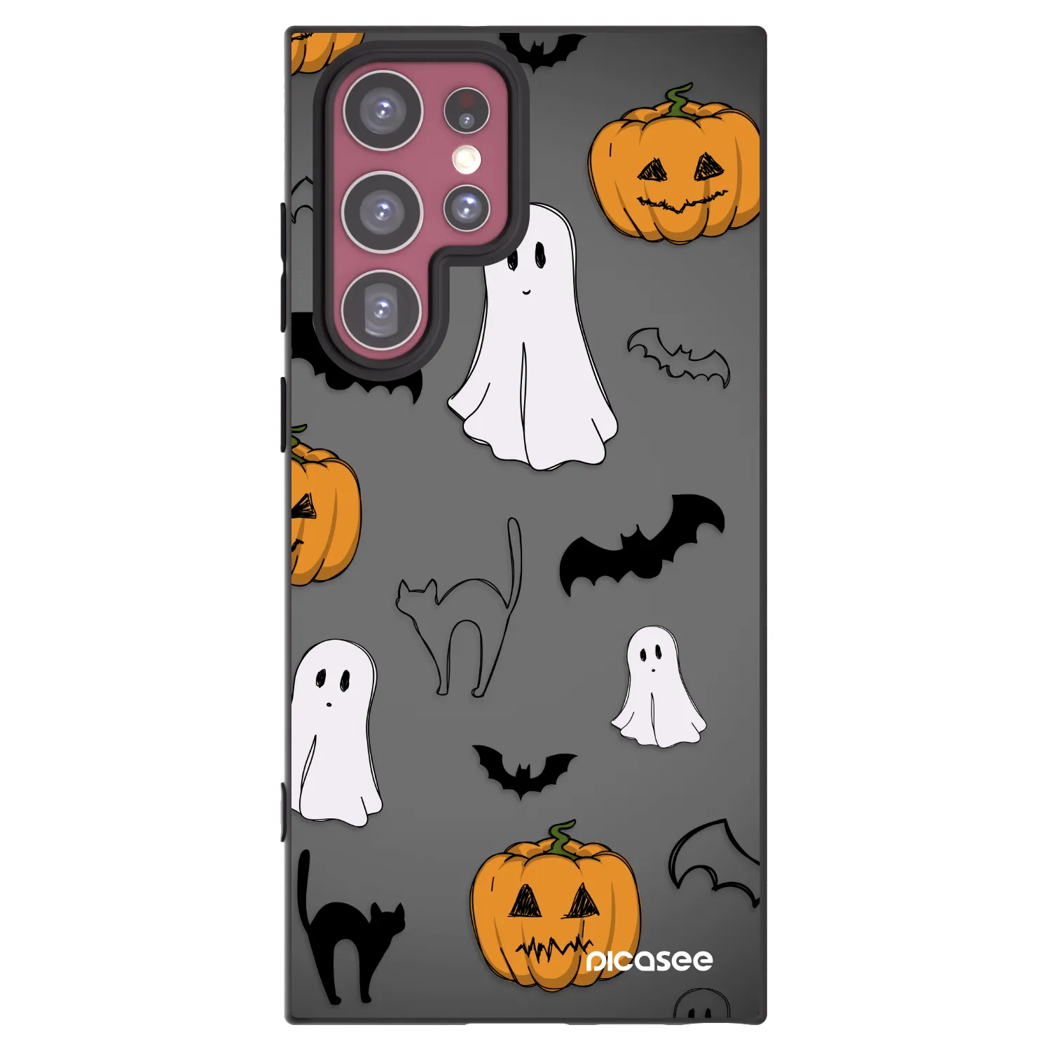Picasee Μαύρη θήκη σιλικόνης για Samsung Galaxy S22 Ultra 5G - Spooky crew