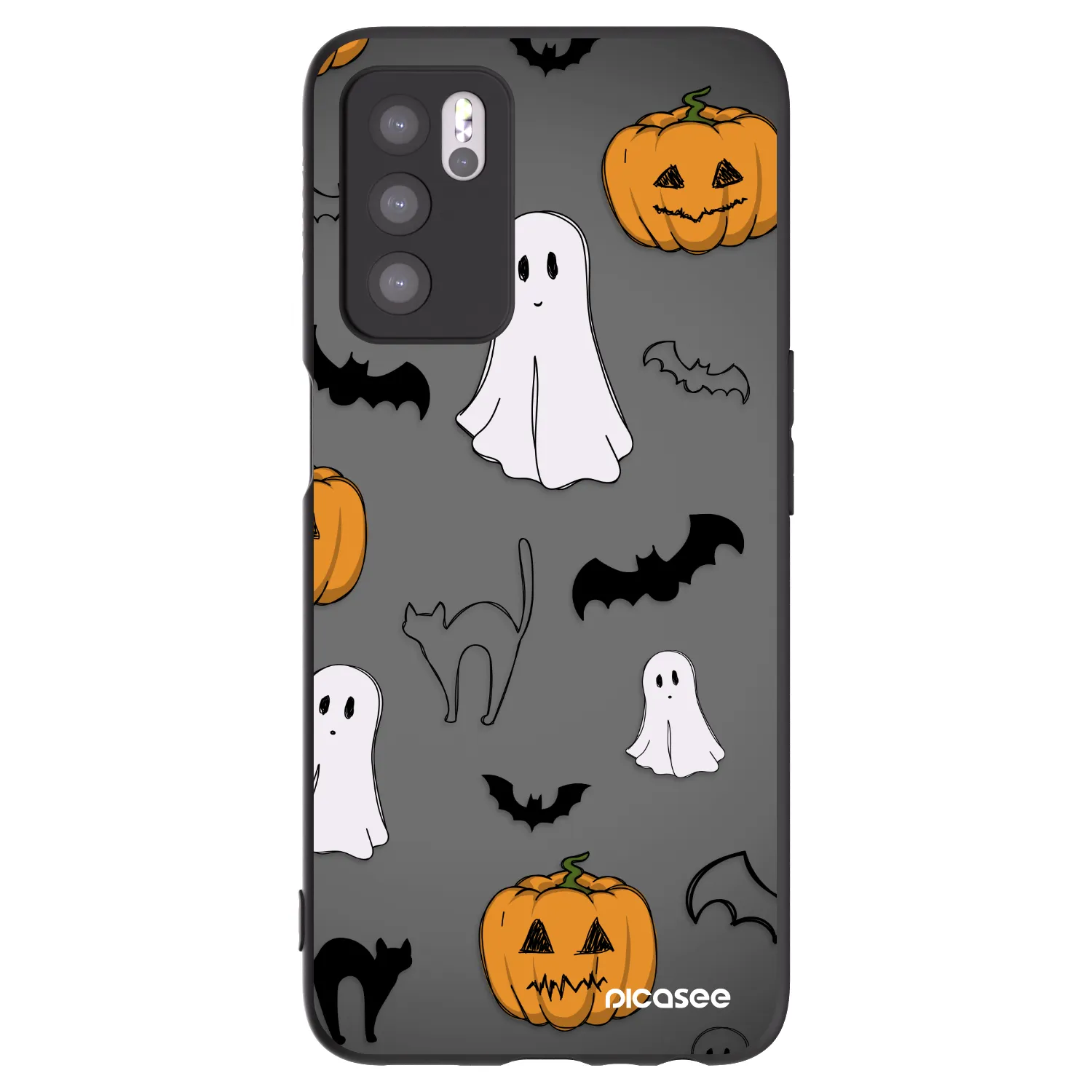 Picasee Μαύρη θήκη σιλικόνης για OPPO A16 - Spooky crew