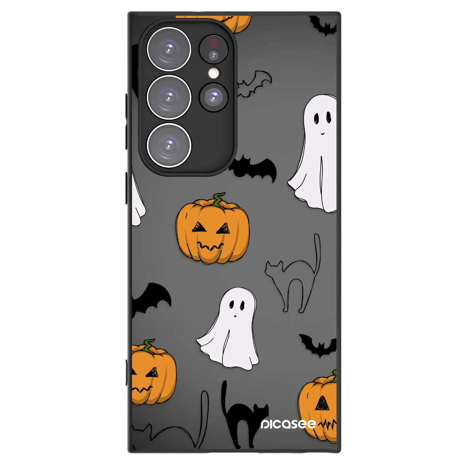 Picasee Μαύρη θήκη σιλικόνης για Samsung Galaxy S23 Ultra 5G - Spooky crew