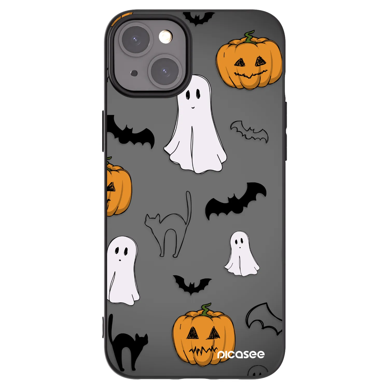 Picasee Μαύρη θήκη σιλικόνης για Apple iPhone 15 Plus - Spooky crew