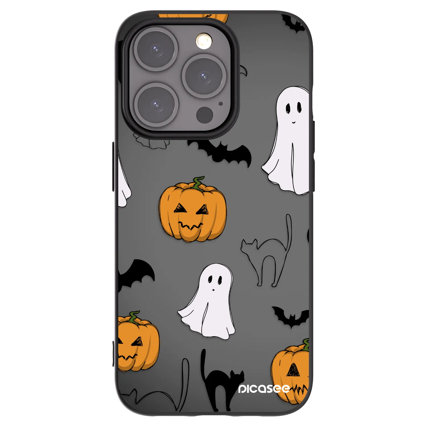 Picasee Μαύρη θήκη σιλικόνης για Apple iPhone 15 Pro - Spooky crew