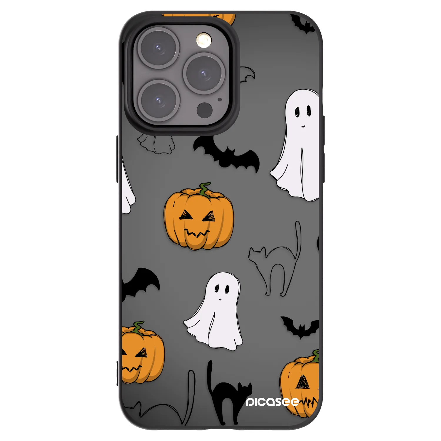 Picasee Μαύρη θήκη σιλικόνης για Apple iPhone 15 Pro Max - Spooky crew