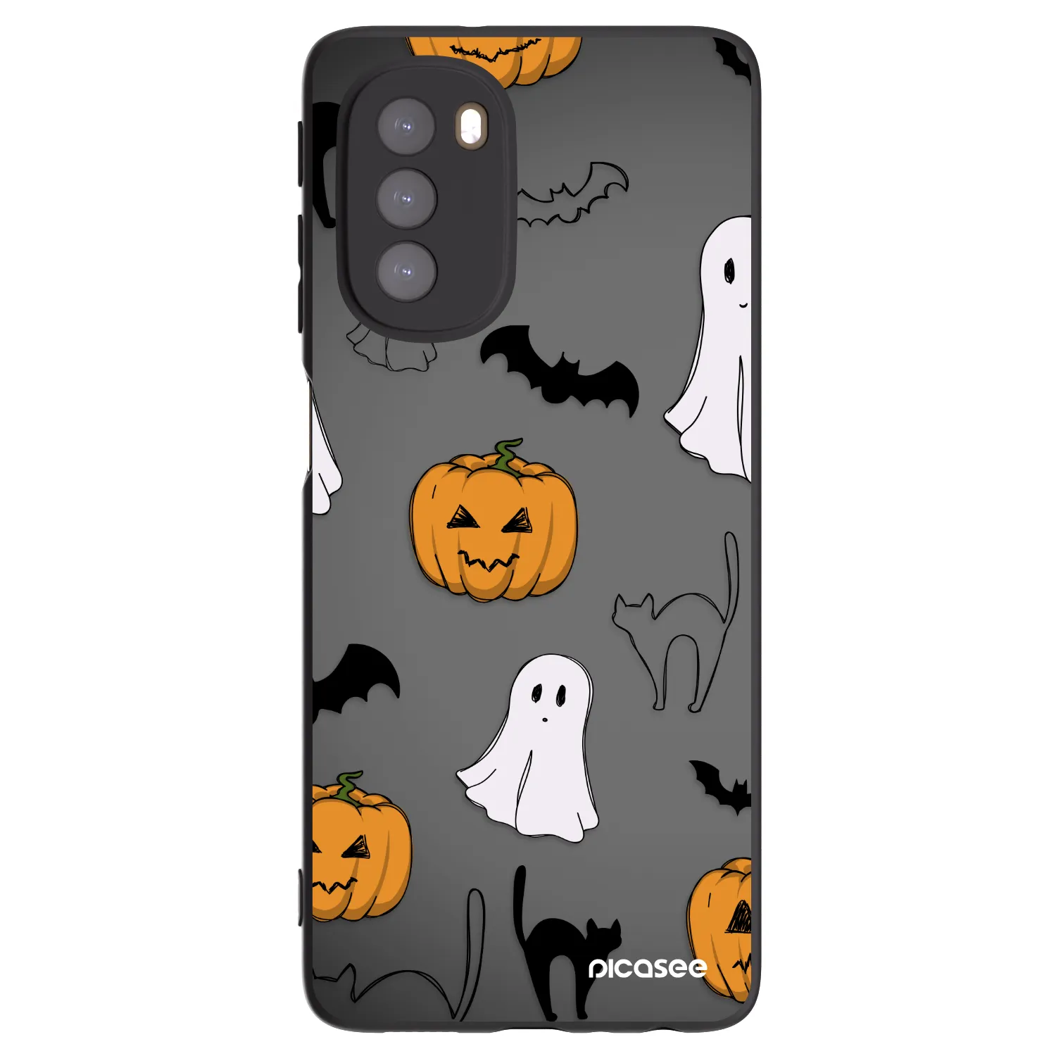 Picasee Μαύρη θήκη σιλικόνης για Motorola Moto G51 - Spooky crew