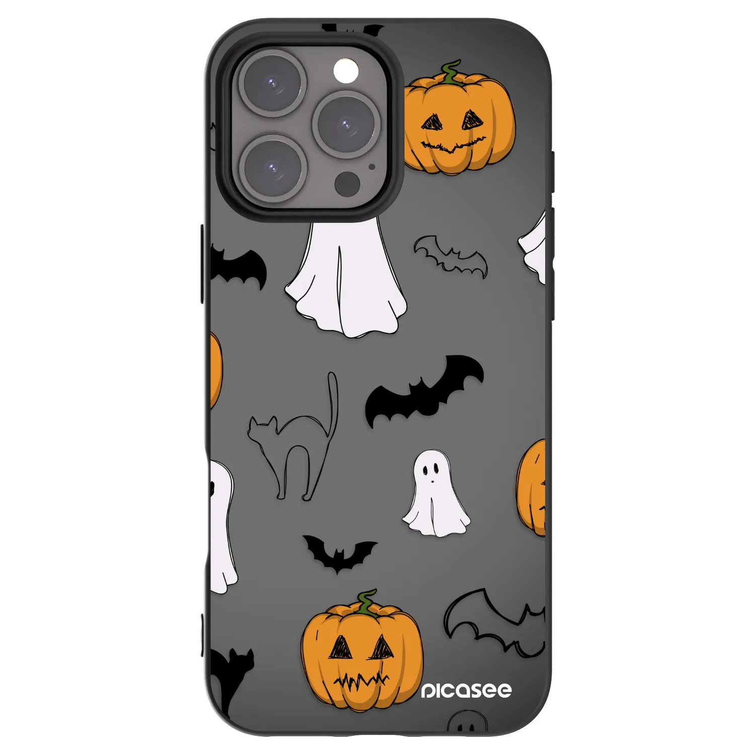 Picasee Μαύρη θήκη σιλικόνης για Apple iPhone 16 Pro Max - Spooky crew