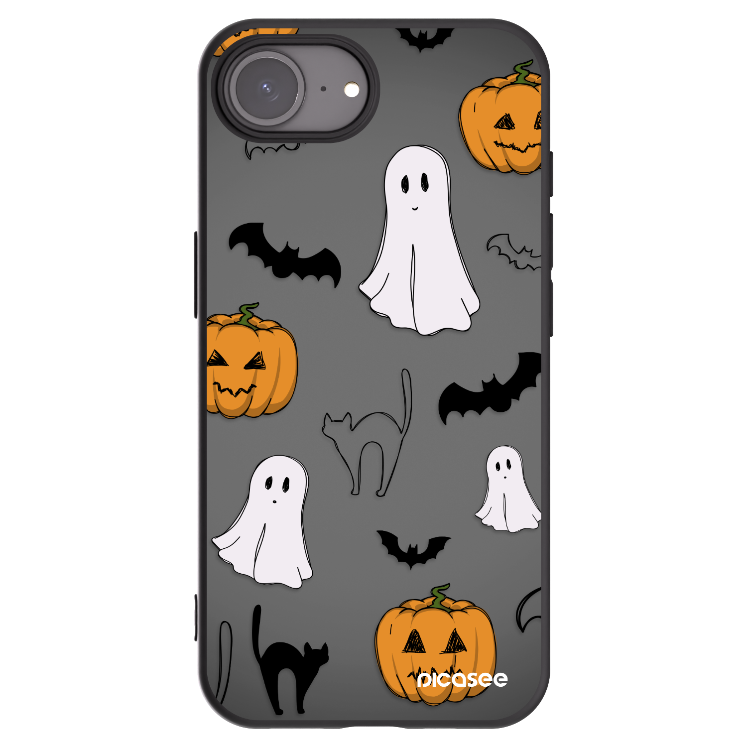 Picasee Μαύρη θήκη σιλικόνης για Apple iPhone 16e - Spooky crew