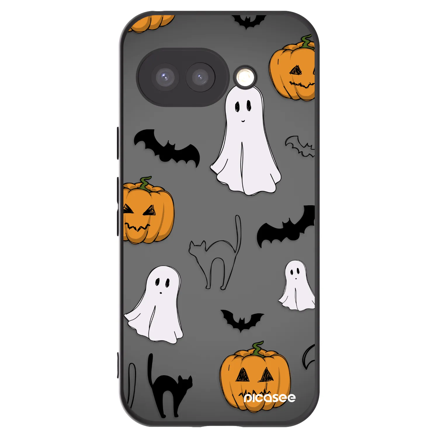 Picasee Μαύρη θήκη σιλικόνης για Google Pixel 9a - Spooky crew