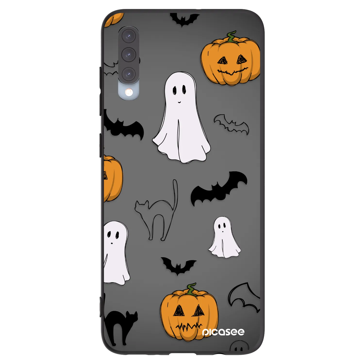 Picasee Μαύρη θήκη σιλικόνης για Samsung Galaxy A70 A705F - Spooky crew