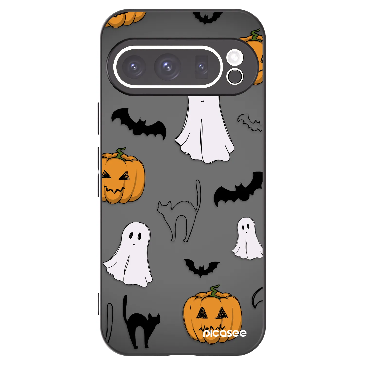 Picasee Μαύρη θήκη σιλικόνης για Google Pixel 9 Pro XL - Spooky crew