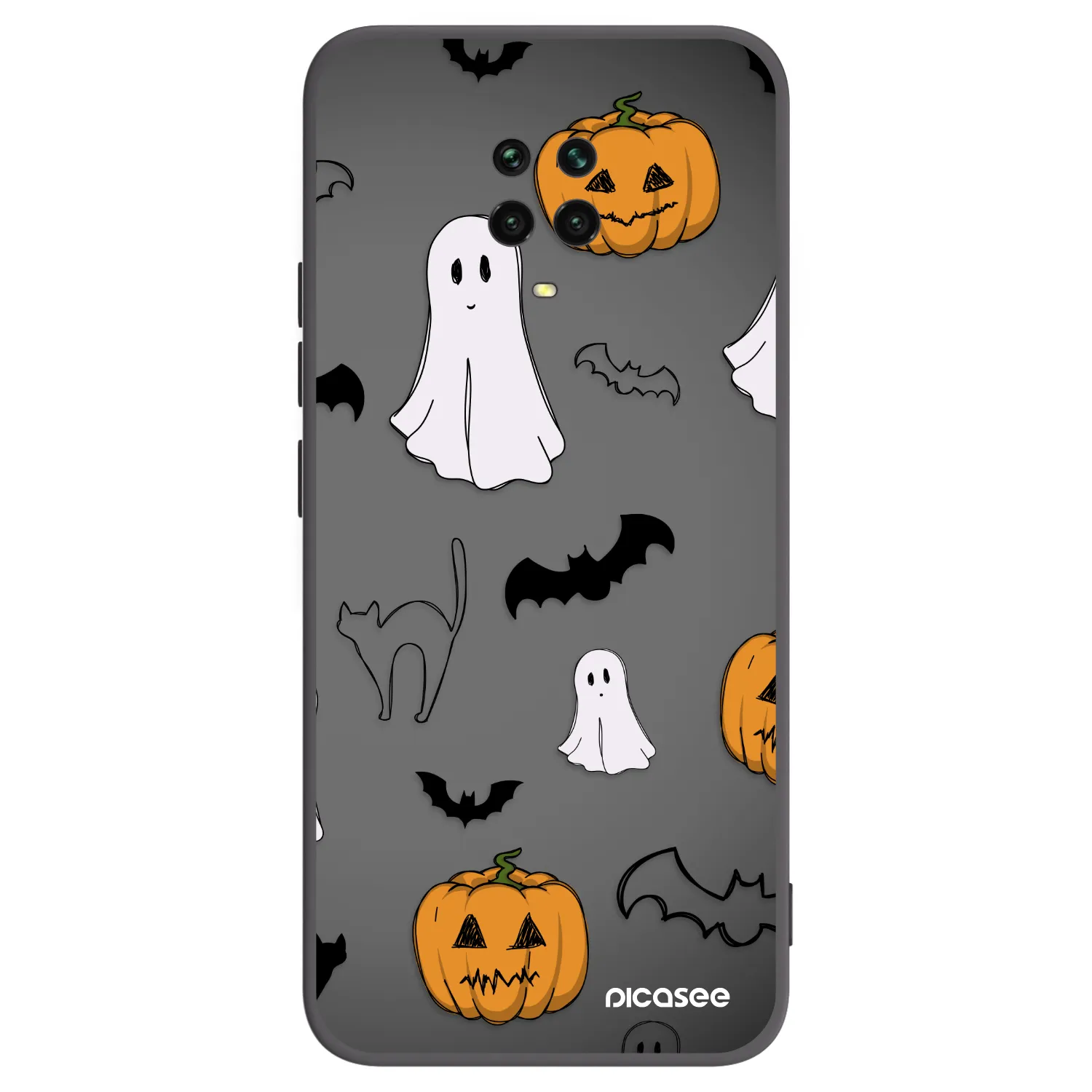 Picasee Μαύρη θήκη σιλικόνης για Xiaomi Redmi Note 9 Pro - Spooky crew