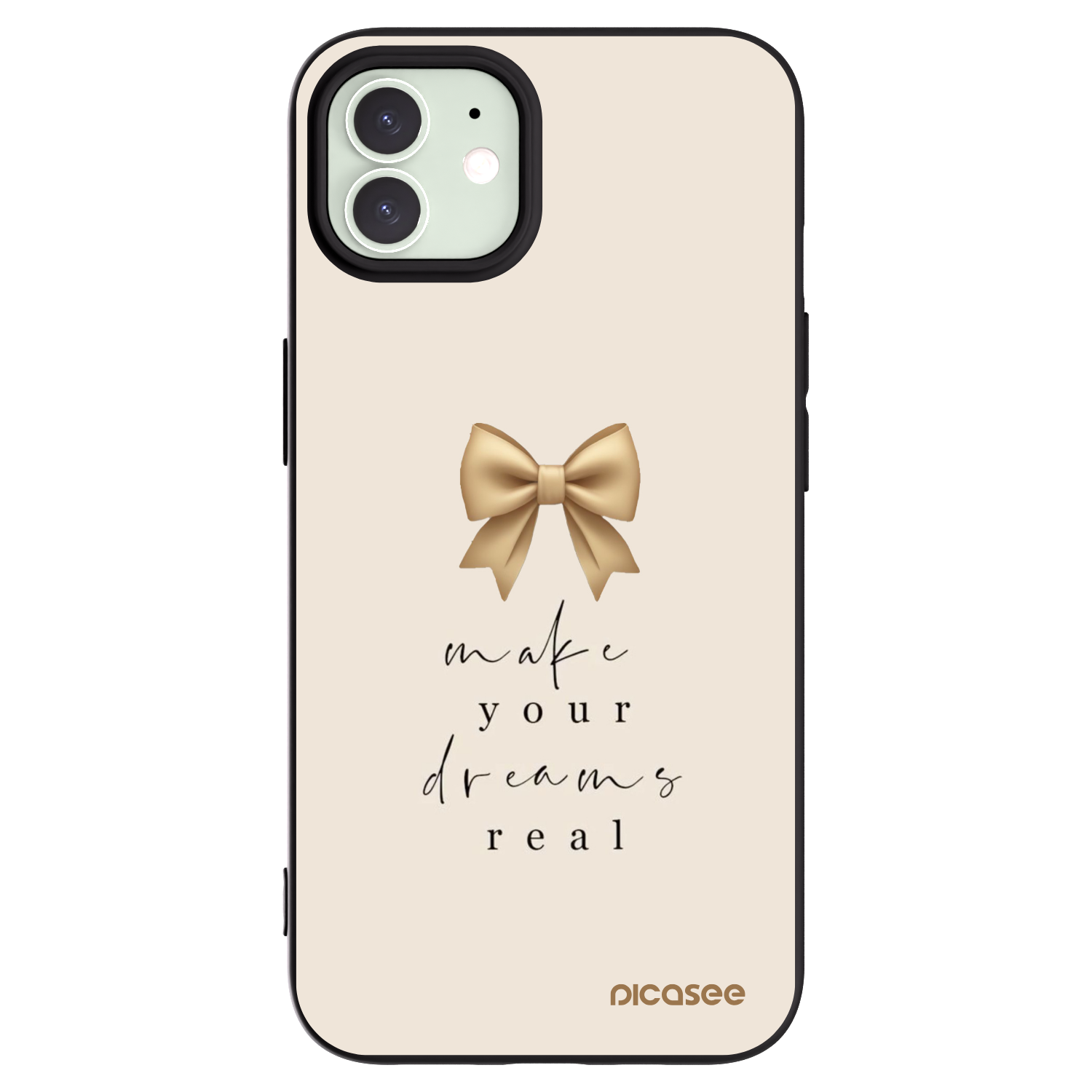 Picasee Μαύρη θήκη σιλικόνης για Apple iPhone 12 - Golden Dream