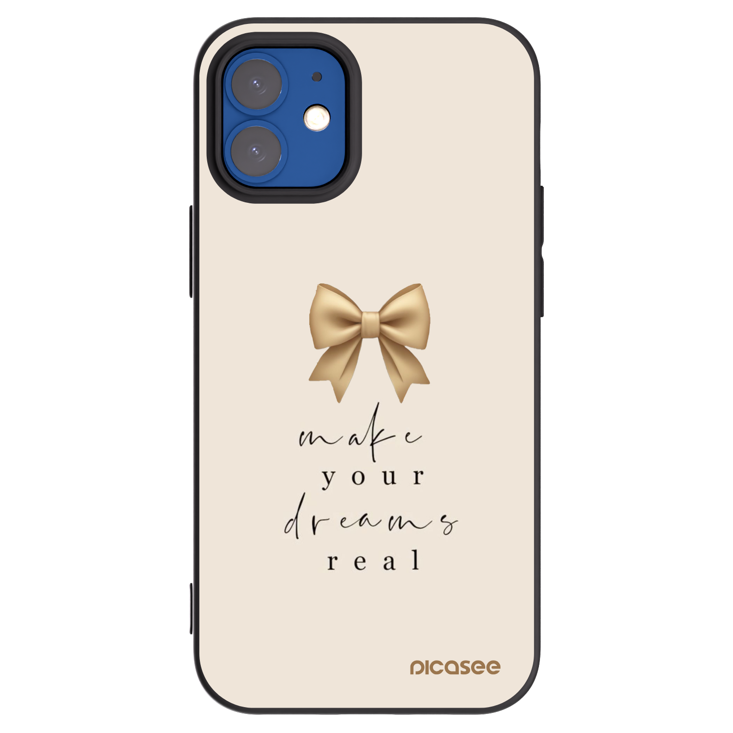 Picasee Μαύρη θήκη σιλικόνης για Apple iPhone 12 mini - Golden Dream