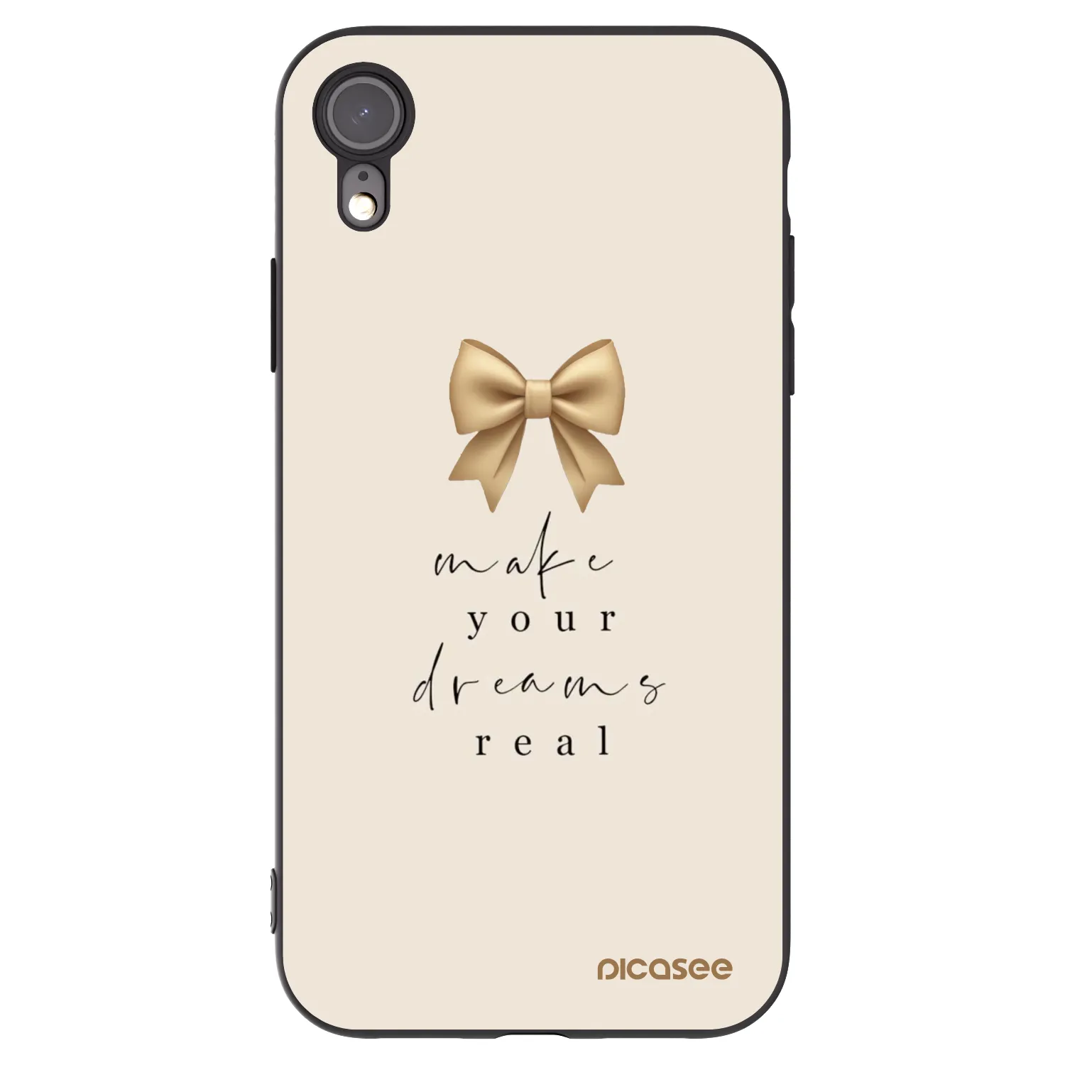 Picasee Μαύρη θήκη σιλικόνης για Apple iPhone XR - Golden Dream
