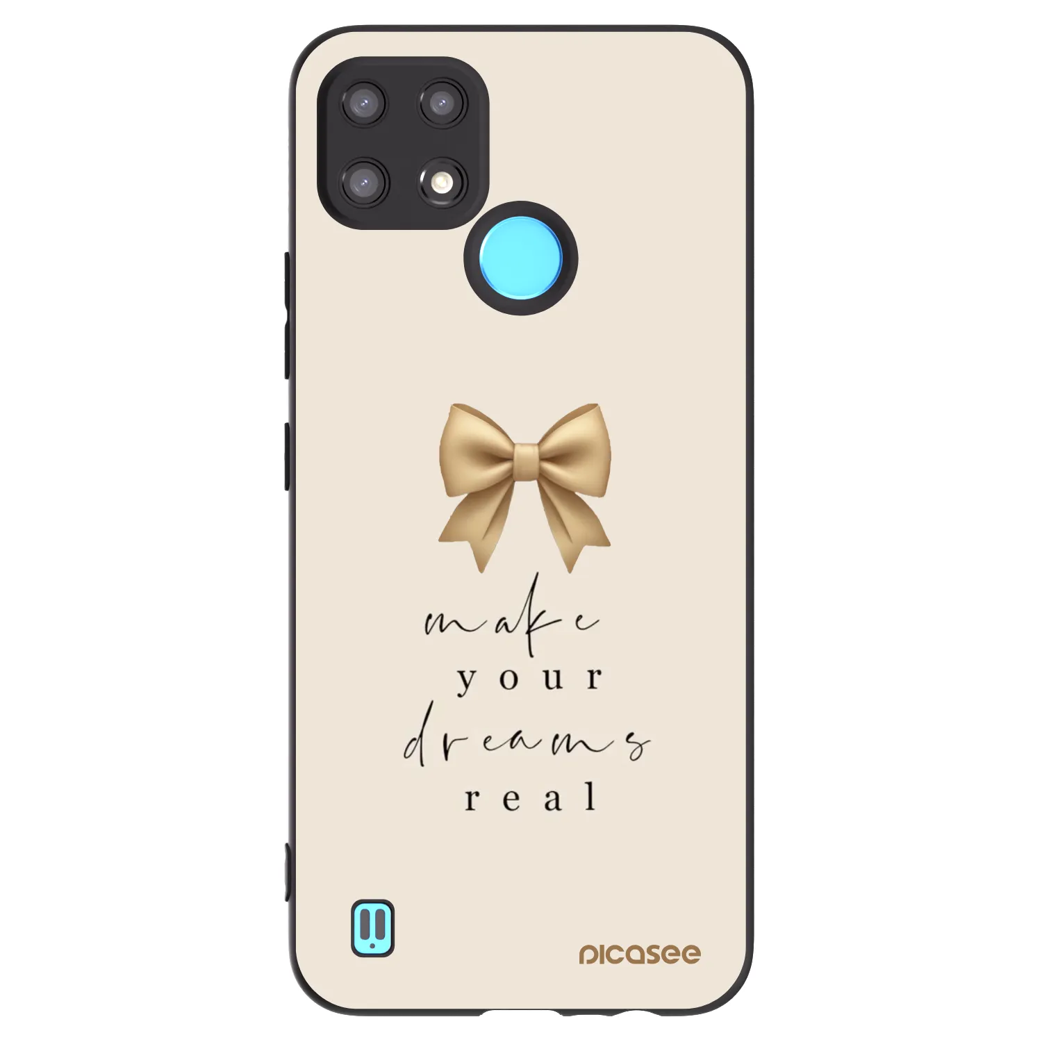 Picasee Μαύρη θήκη σιλικόνης για Realme C21 - Golden Dream