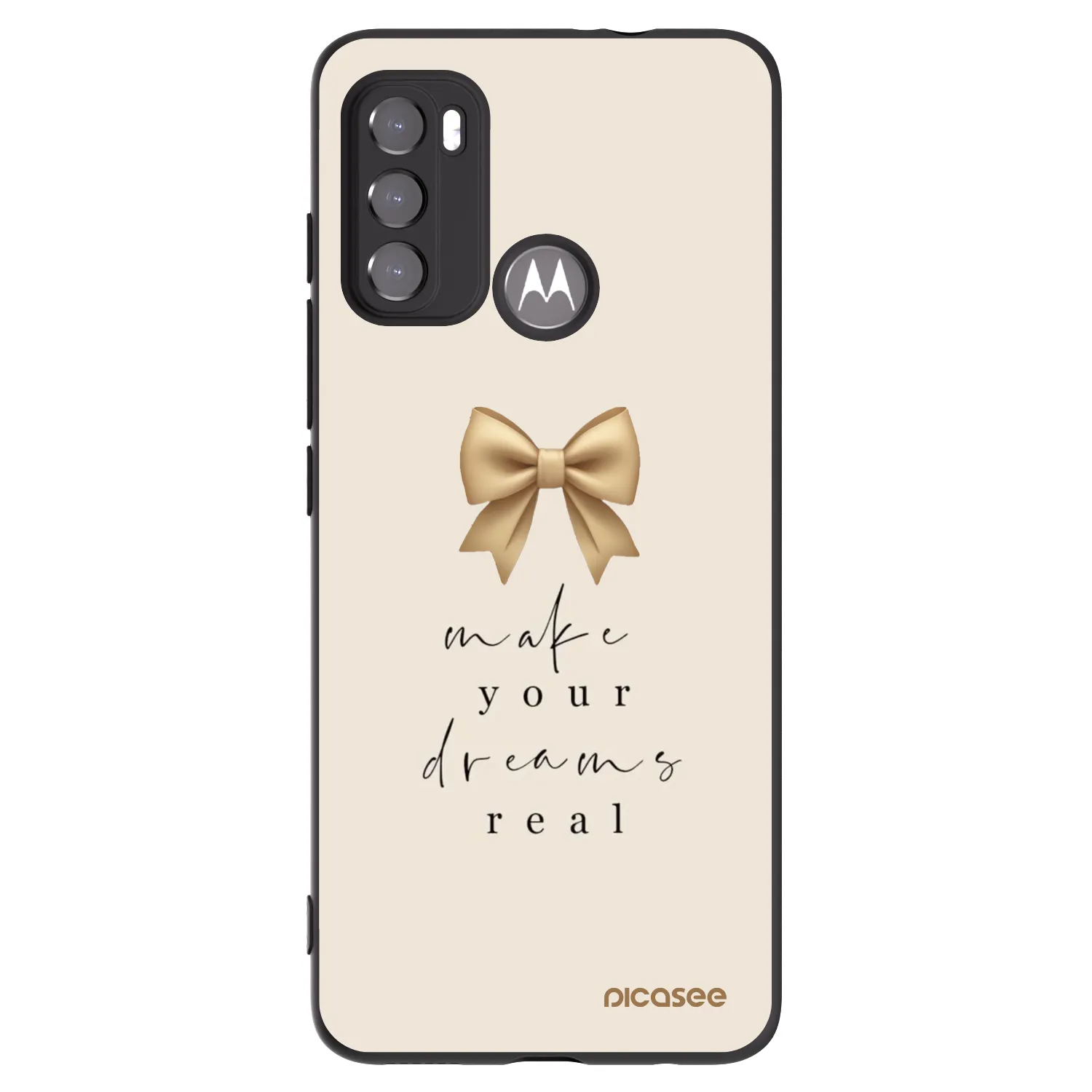 Picasee Μαύρη θήκη σιλικόνης για Motorola Moto G60 - Golden Dream