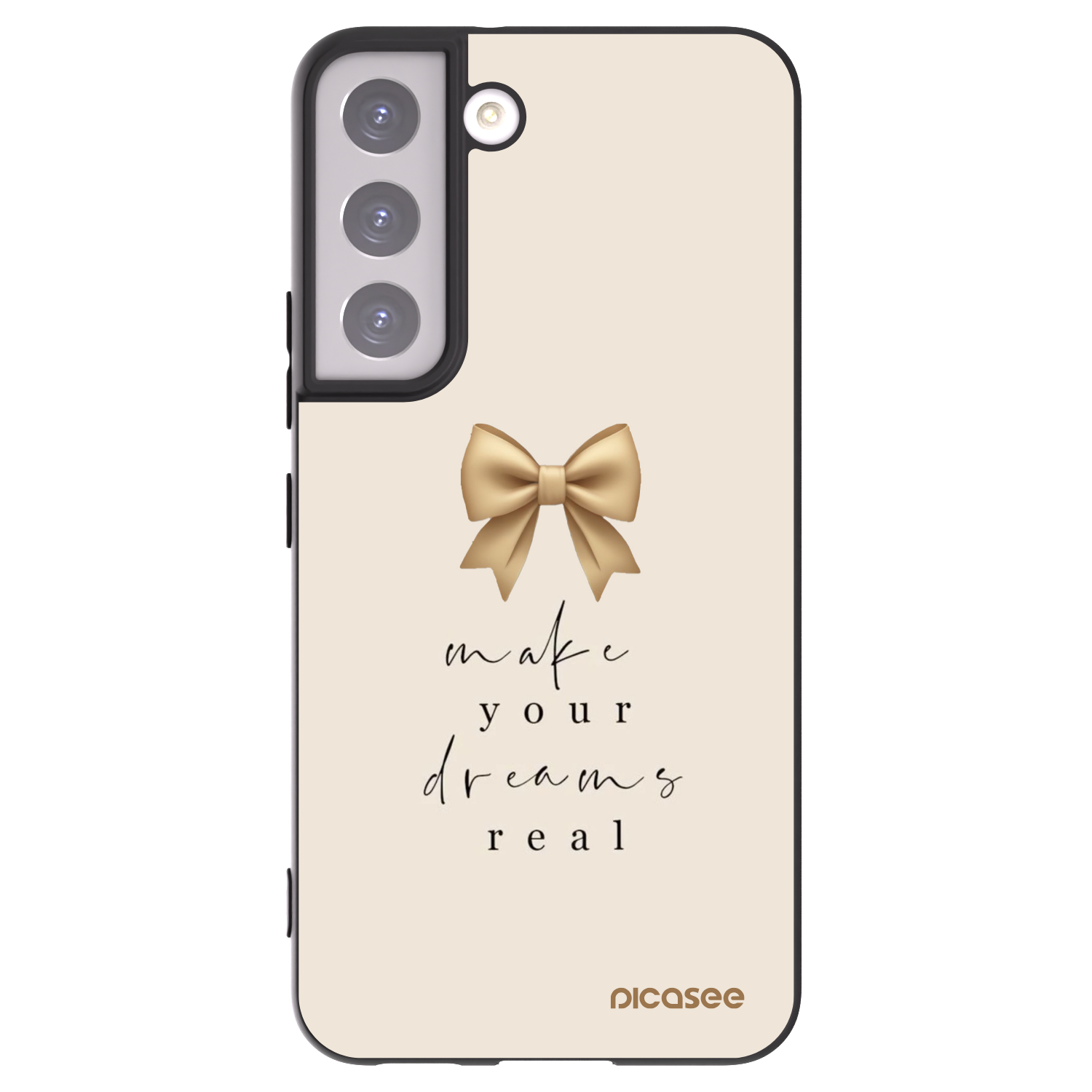 Picasee Μαύρη θήκη σιλικόνης για Samsung Galaxy S22 5G - Golden Dream