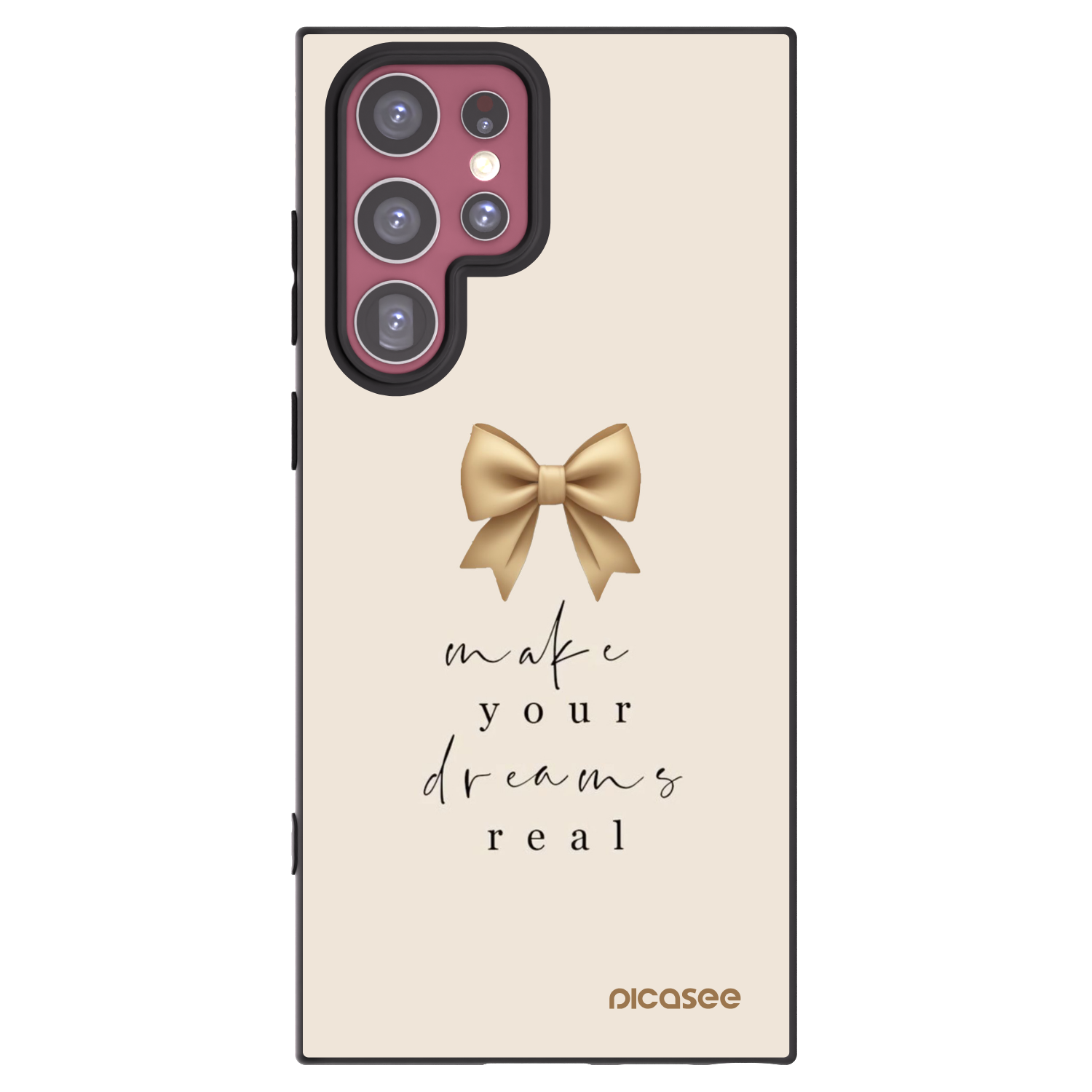 Picasee Μαύρη θήκη σιλικόνης για Samsung Galaxy S22 Ultra 5G - Golden Dream