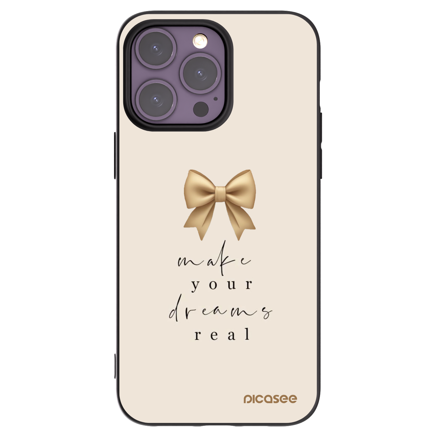Picasee Μαύρη θήκη σιλικόνης για Apple iPhone 14 Pro Max - Golden Dream