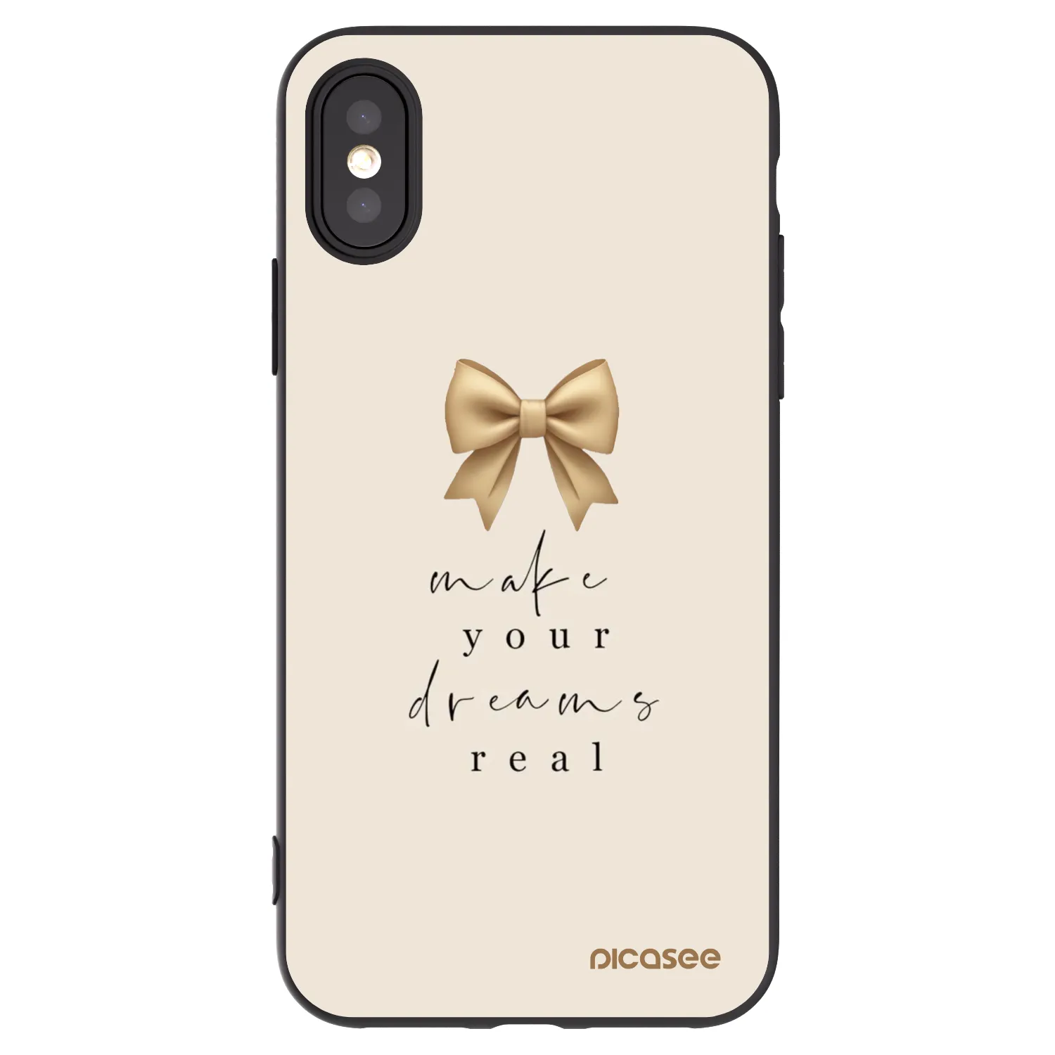 Picasee Μαύρη θήκη σιλικόνης για Apple iPhone X/XS - Golden Dream
