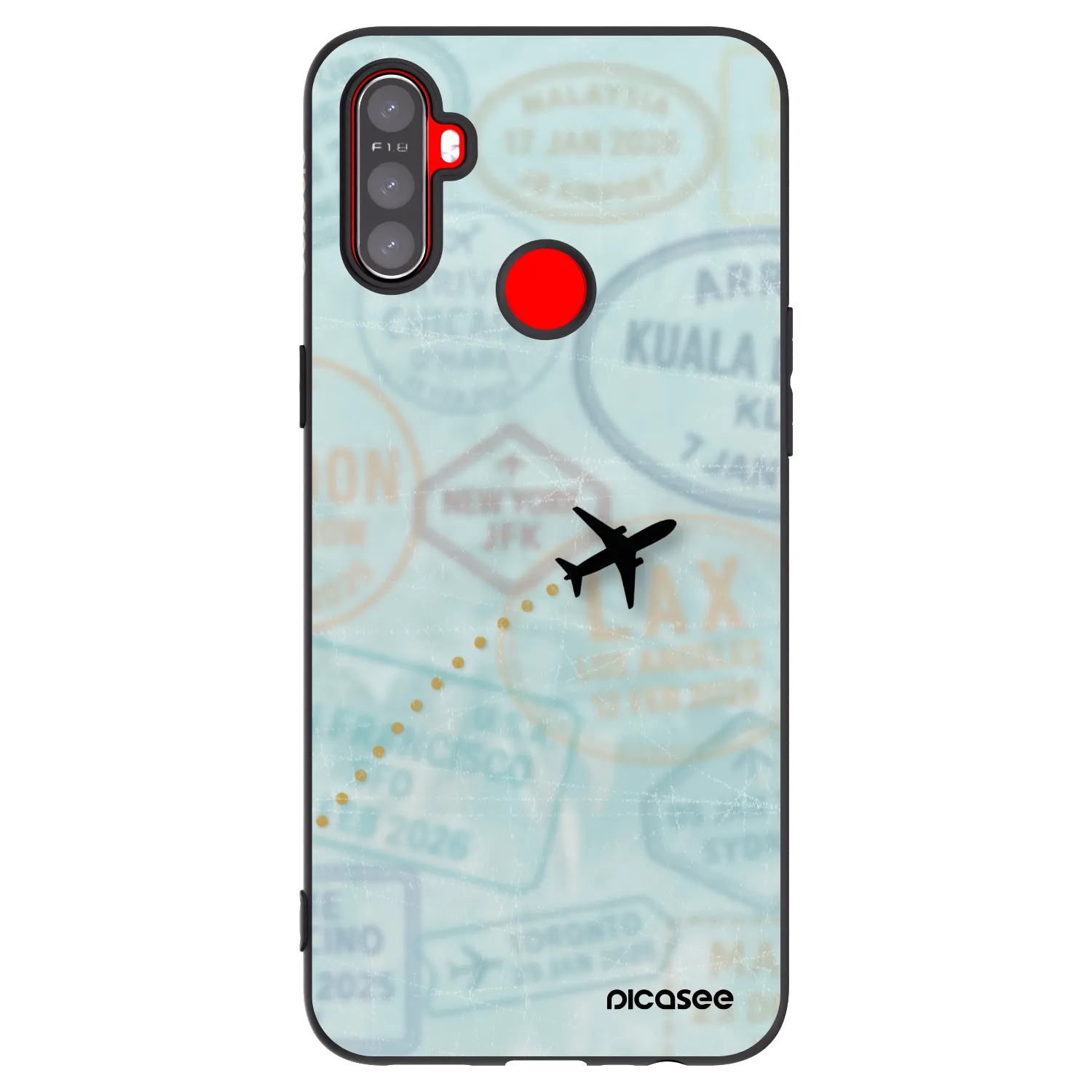 Picasee Μαύρη θήκη σιλικόνης για Realme C3 - FLIGHT PATH