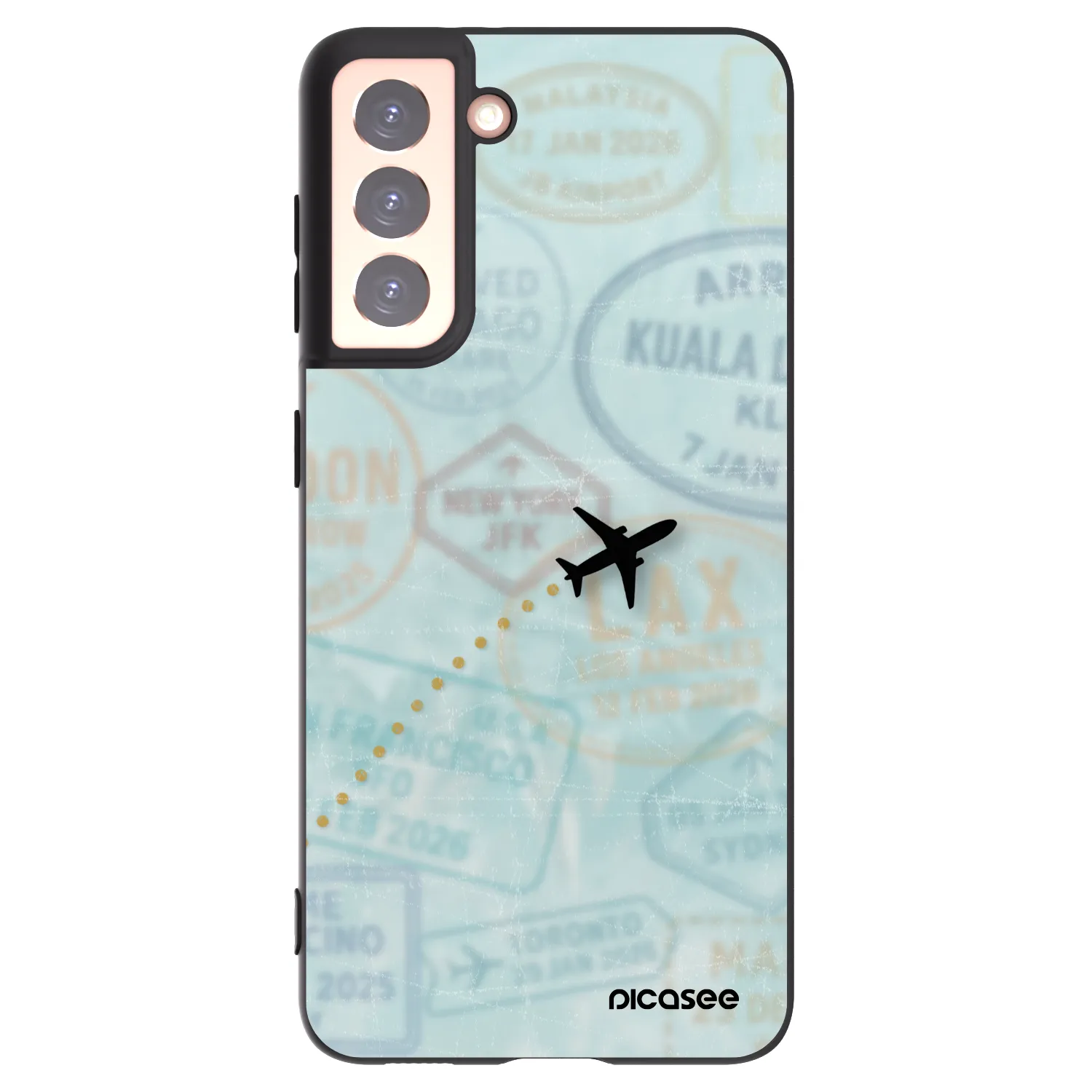 Picasee Μαύρη θήκη σιλικόνης για Samsung Galaxy S21 5G G991B - FLIGHT PATH