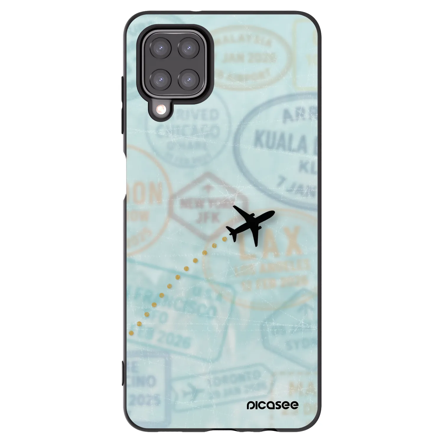 Picasee Μαύρη θήκη σιλικόνης για Samsung Galaxy A12 A125F - FLIGHT PATH