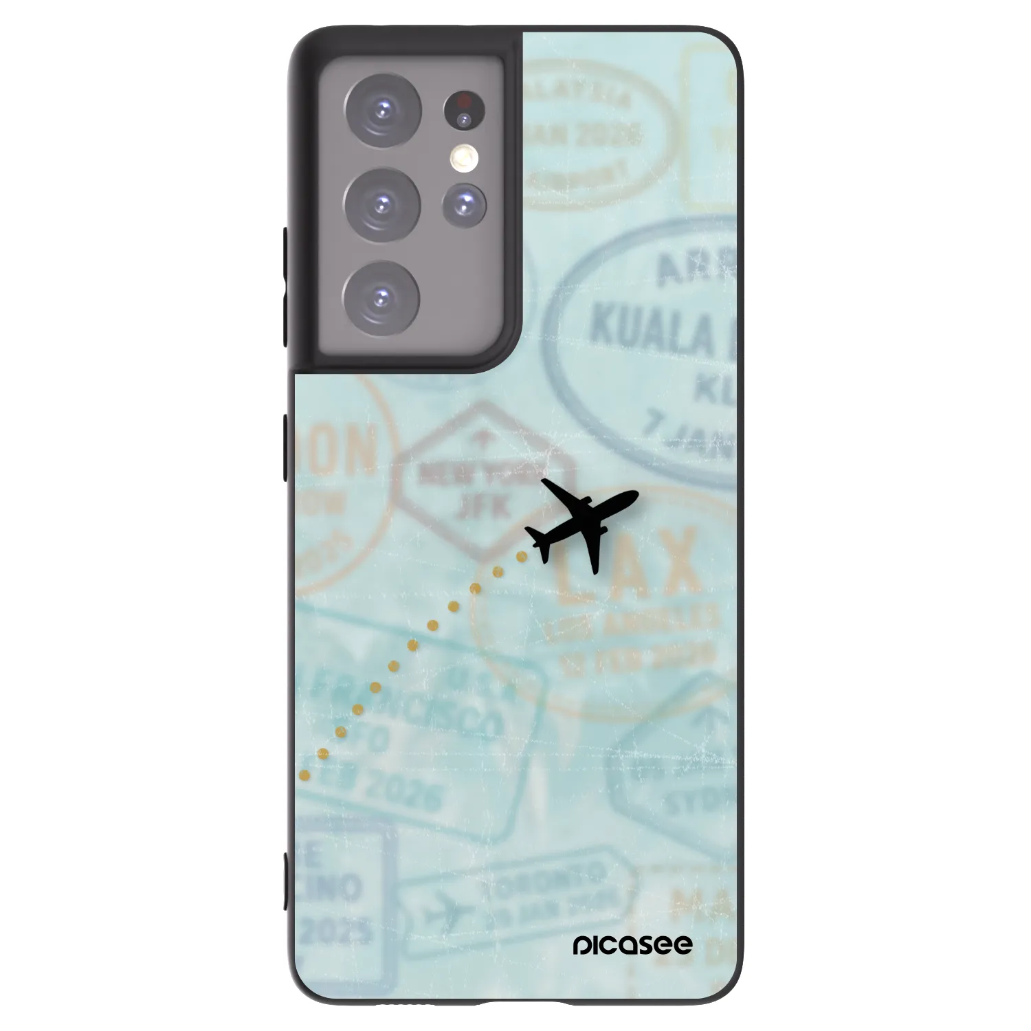Picasee Μαύρη θήκη σιλικόνης για Samsung Galaxy S21 Ultra 5G G998B - FLIGHT PATH