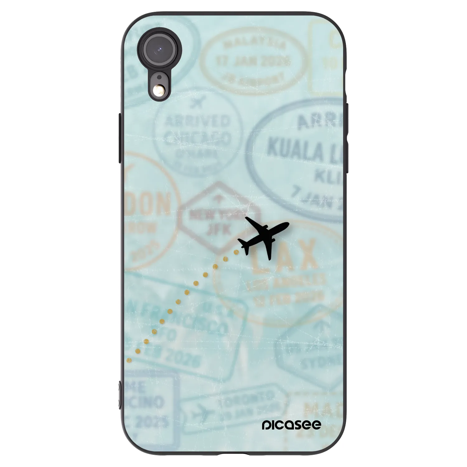 Picasee Μαύρη θήκη σιλικόνης για Apple iPhone XR - FLIGHT PATH