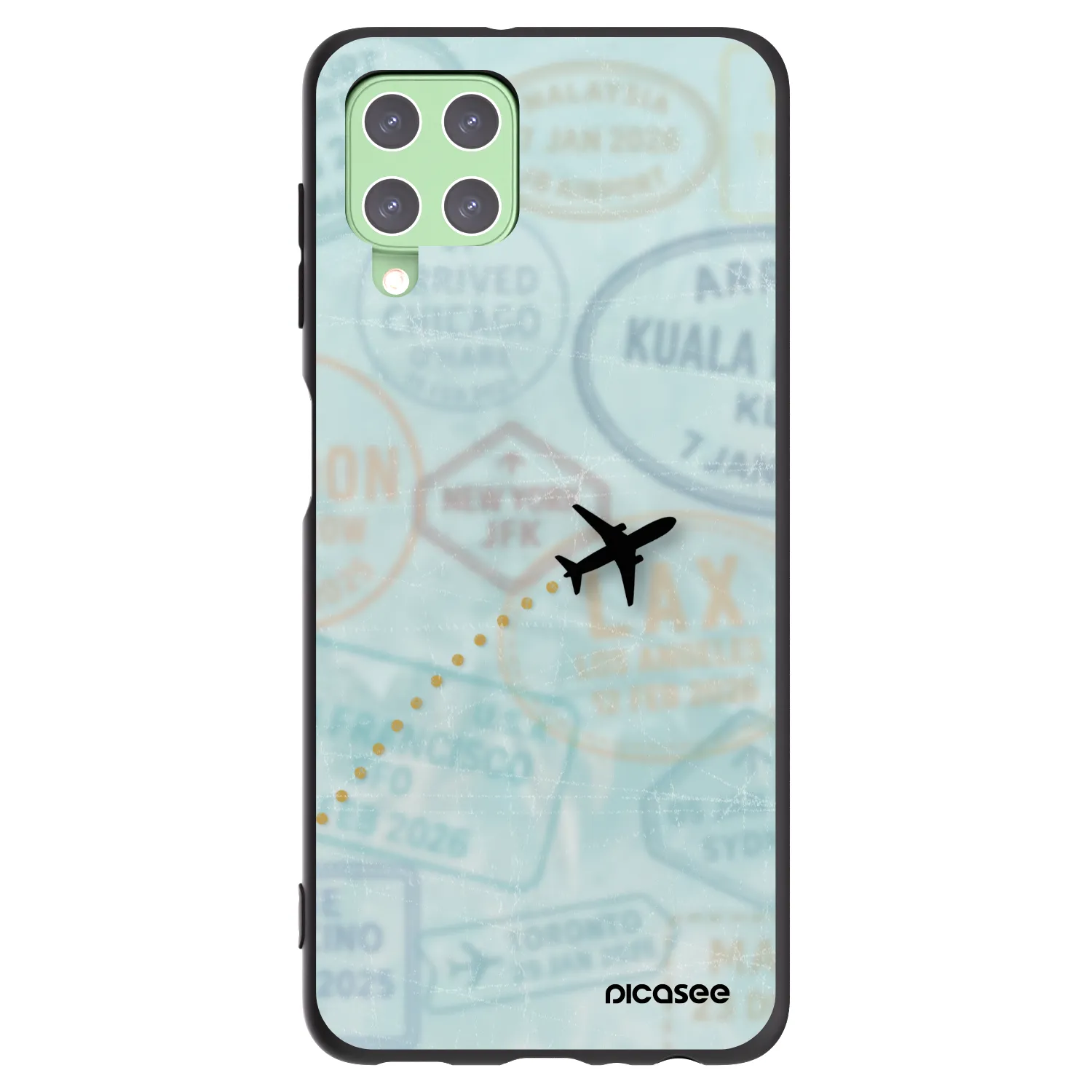 Picasee Μαύρη θήκη σιλικόνης για Samsung Galaxy A22 A225F 4G - FLIGHT PATH