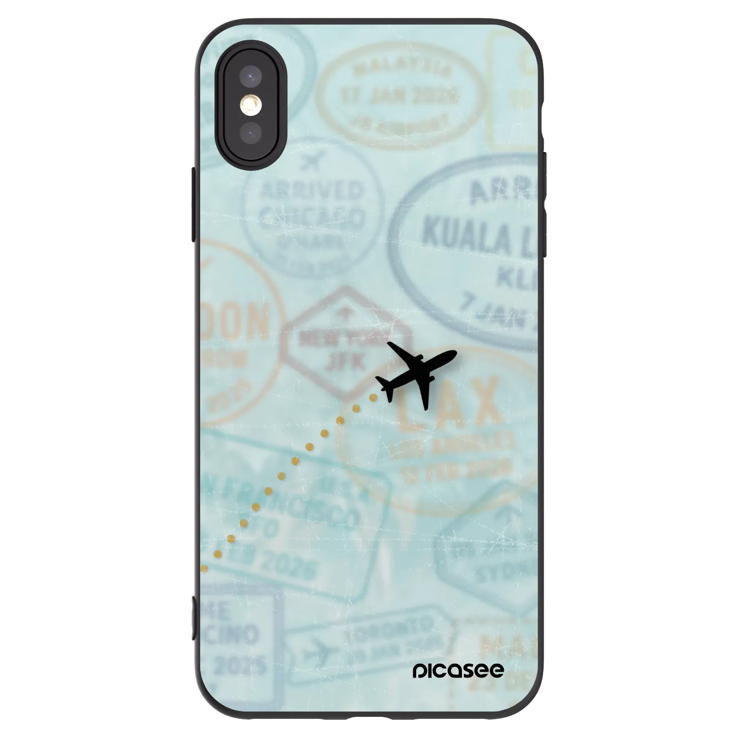 Picasee Μαύρη θήκη σιλικόνης για Apple iPhone XS Max - FLIGHT PATH