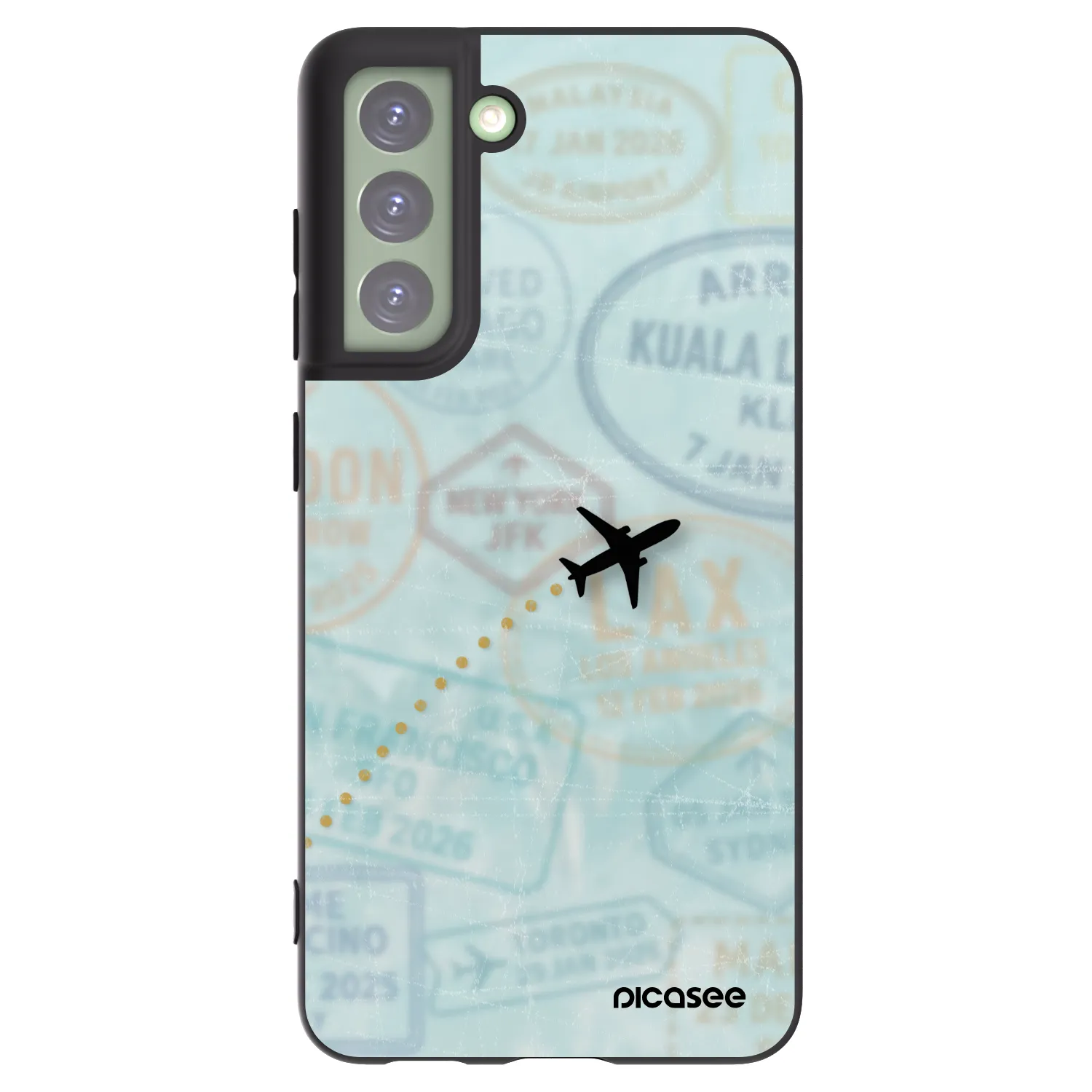 Picasee Μαύρη θήκη σιλικόνης για Samsung Galaxy S21 FE 5G - FLIGHT PATH