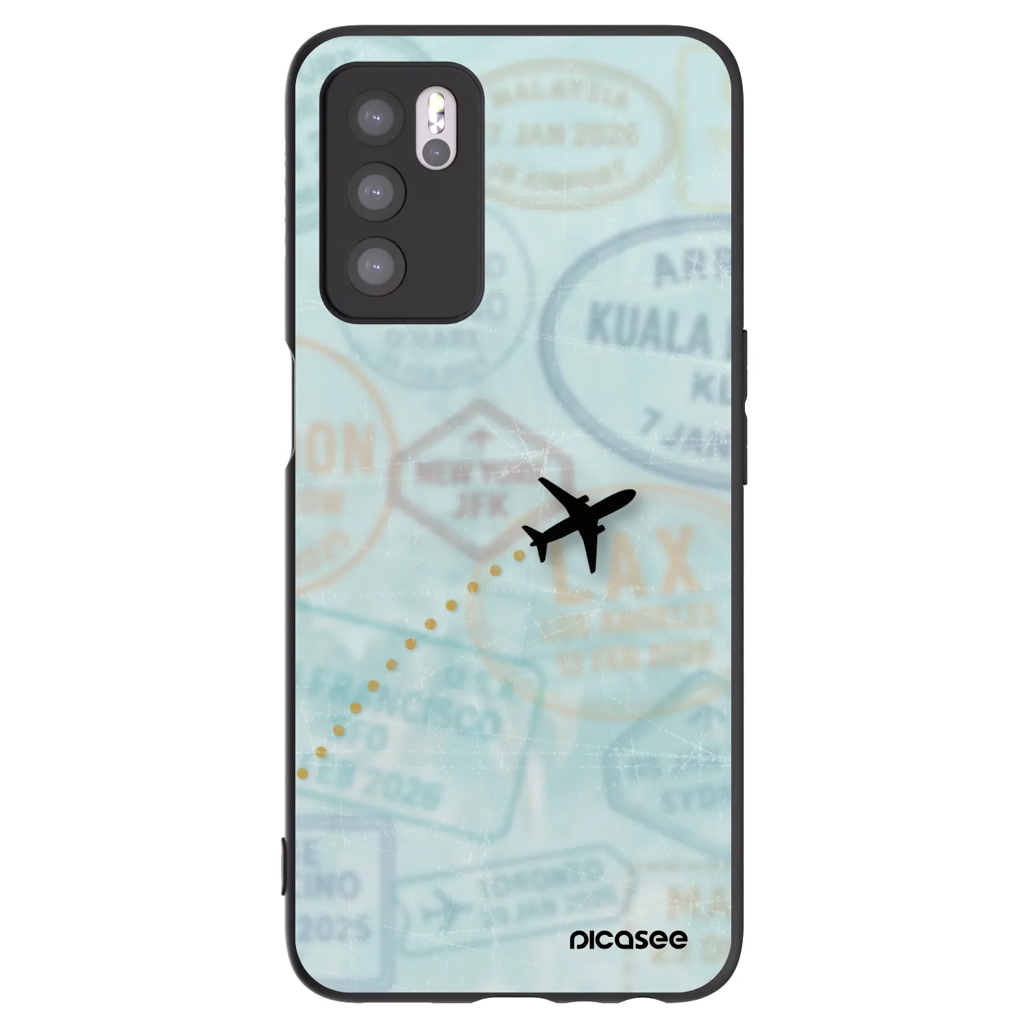 Picasee Μαύρη θήκη σιλικόνης για OPPO A16s - FLIGHT PATH