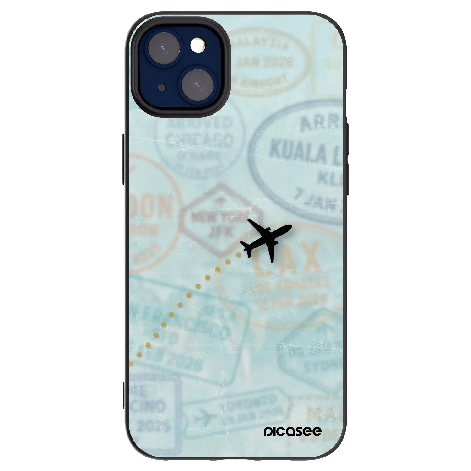 Picasee Μαύρη θήκη σιλικόνης για Apple iPhone 14 Plus - FLIGHT PATH