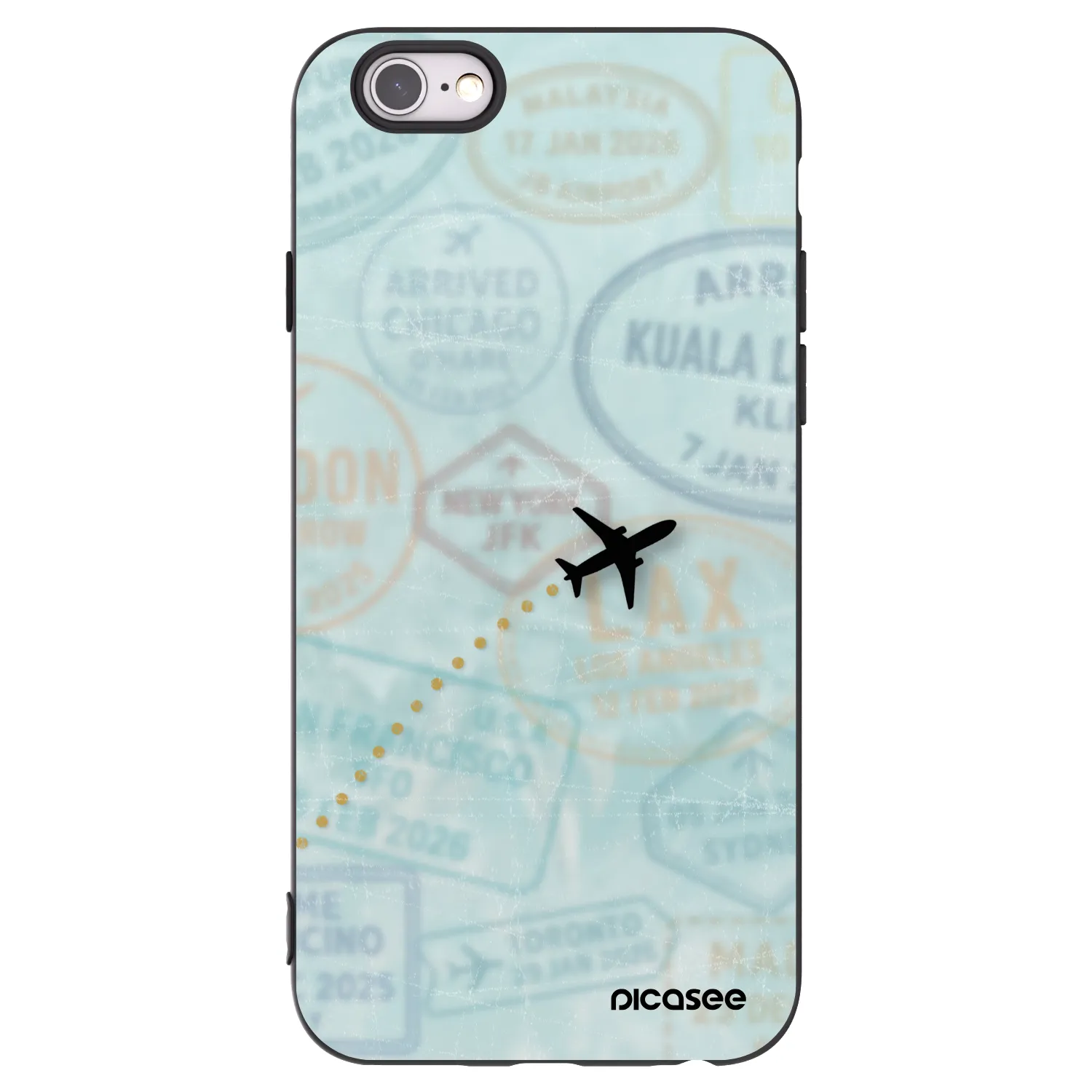 Picasee Μαύρη θήκη σιλικόνης για Apple iPhone 6/6S - FLIGHT PATH