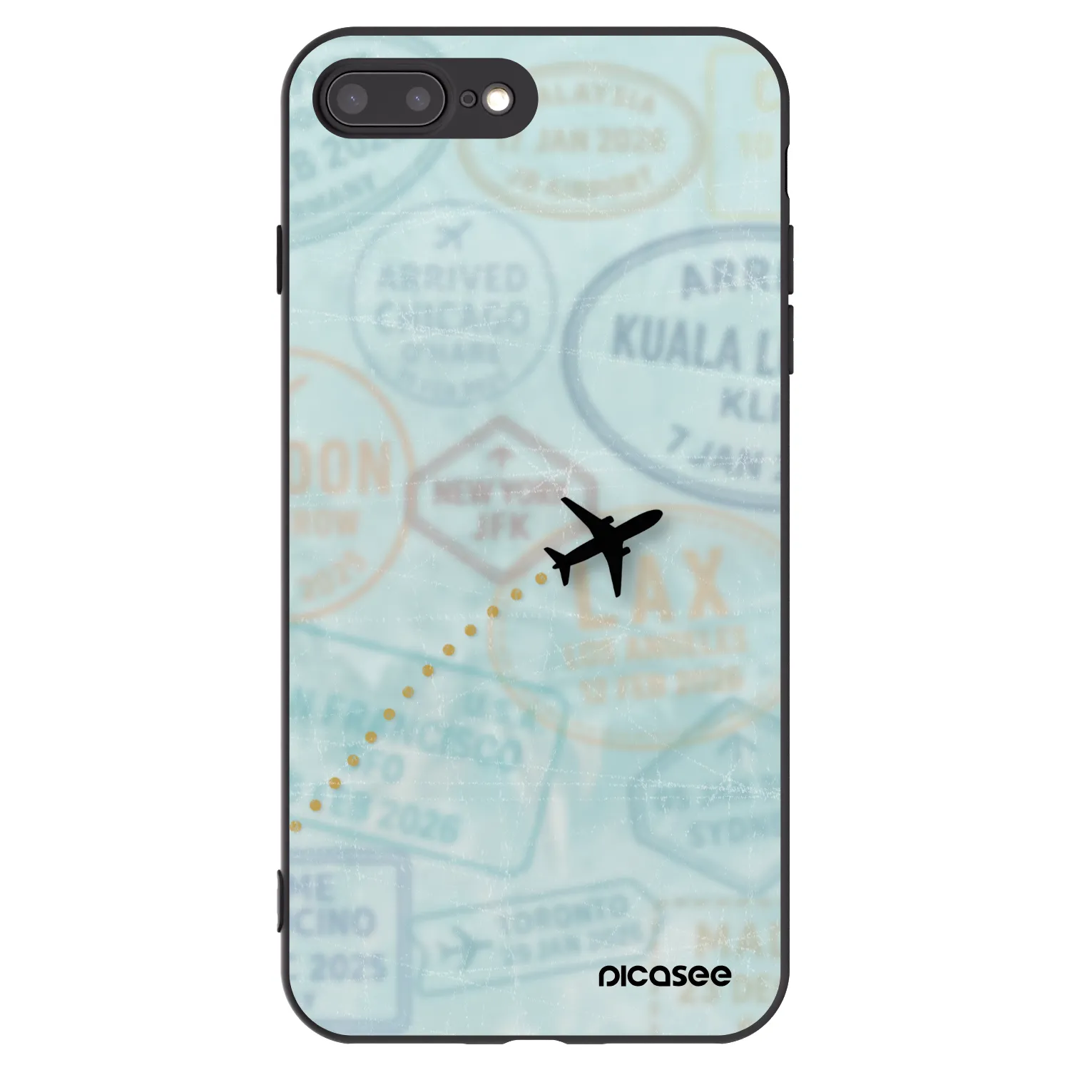Picasee Μαύρη θήκη σιλικόνης για Apple iPhone 7 Plus - FLIGHT PATH