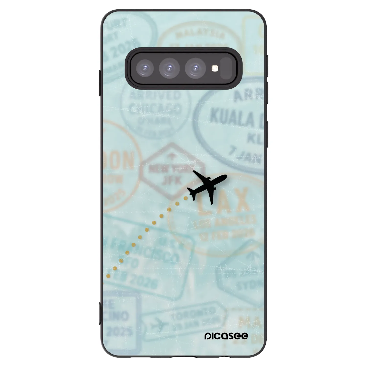 Picasee Μαύρη θήκη σιλικόνης για Samsung Galaxy S10 G973 - FLIGHT PATH