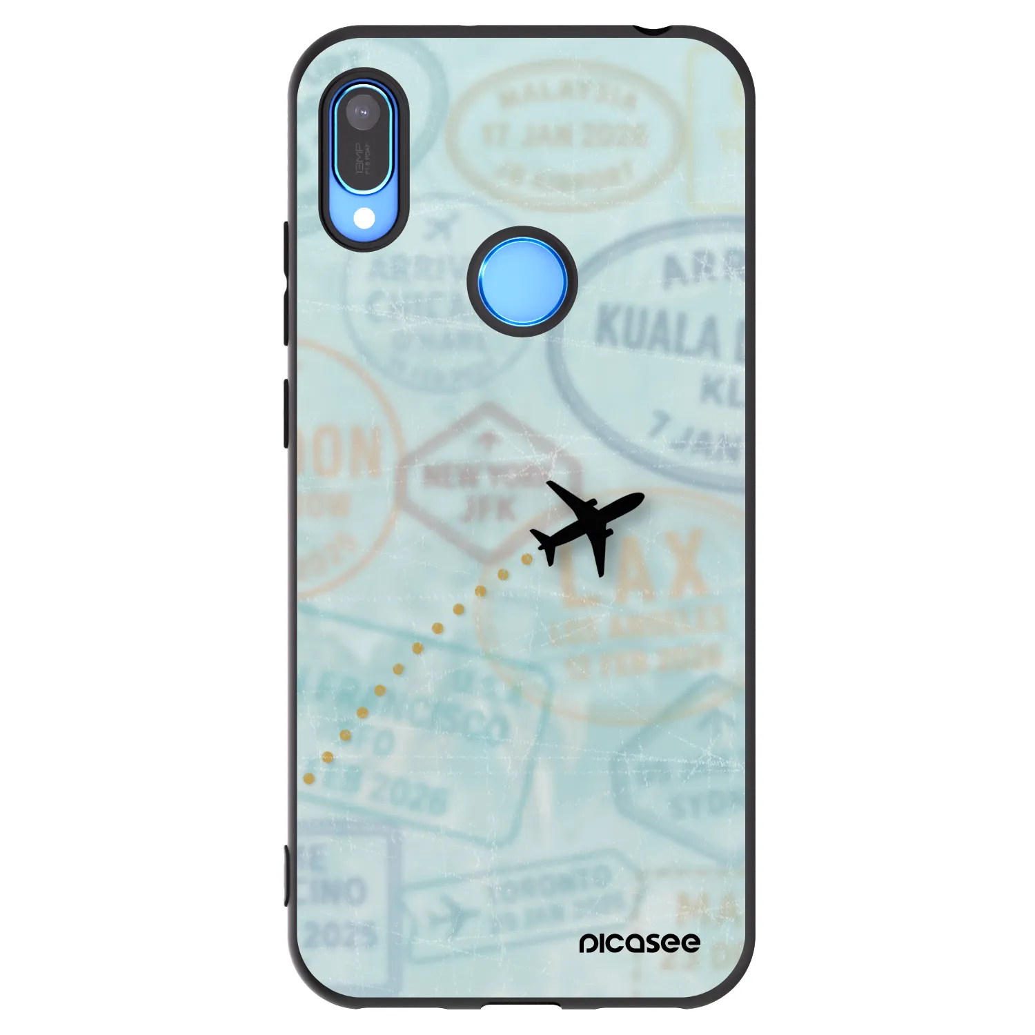 Picasee Μαύρη θήκη σιλικόνης για Huawei Y6 2019 - FLIGHT PATH