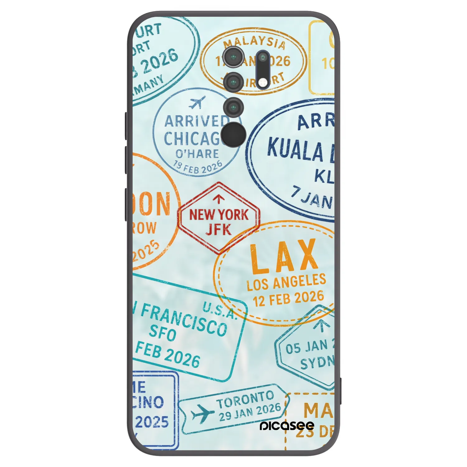 Picasee Μαύρη θήκη σιλικόνης για Xiaomi Redmi 9 - PASSPORT EDITION