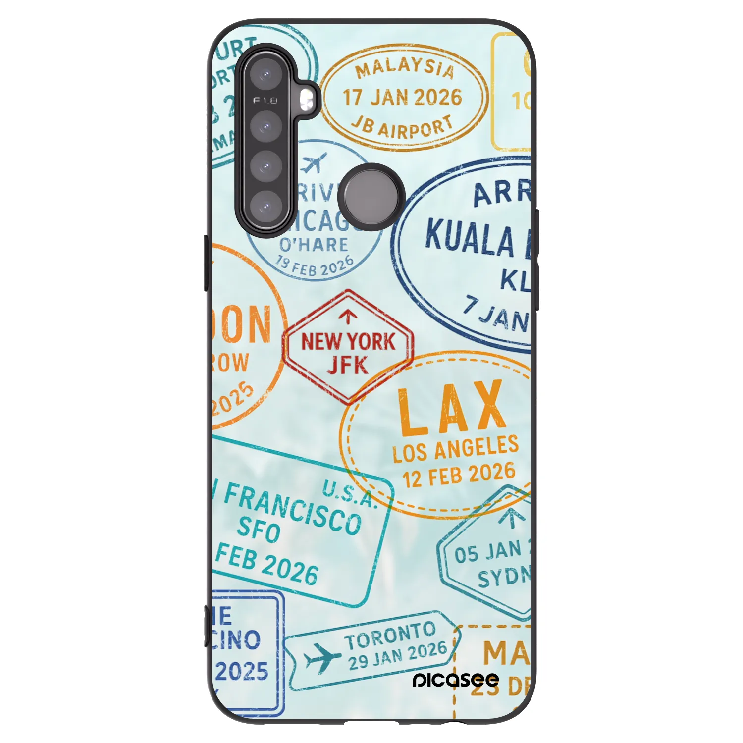 Picasee Μαύρη θήκη σιλικόνης για Realme 5 - PASSPORT EDITION