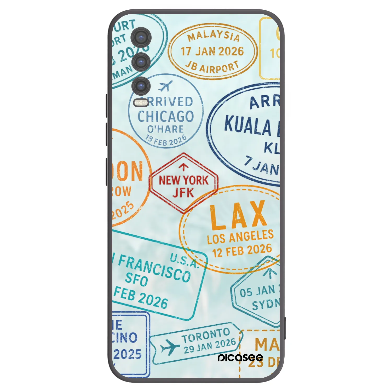 Picasee Μαύρη θήκη σιλικόνης για Vivo Y20s - PASSPORT EDITION