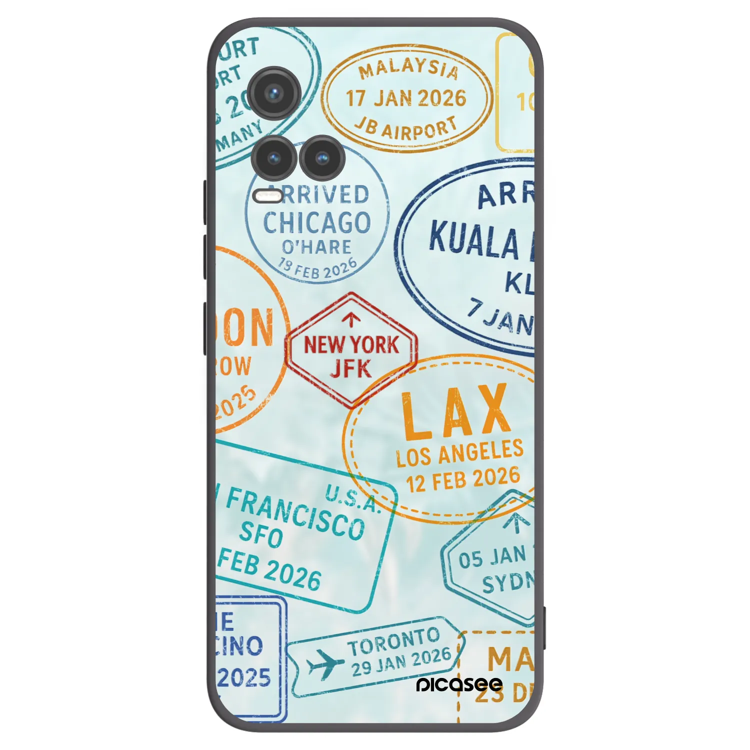 Picasee Μαύρη θήκη σιλικόνης για Vivo Y33s - PASSPORT EDITION