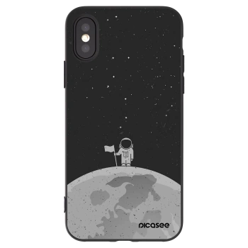 Picasee Μαύρη θήκη σιλικόνης για Apple iPhone X/XS - Astronaut
