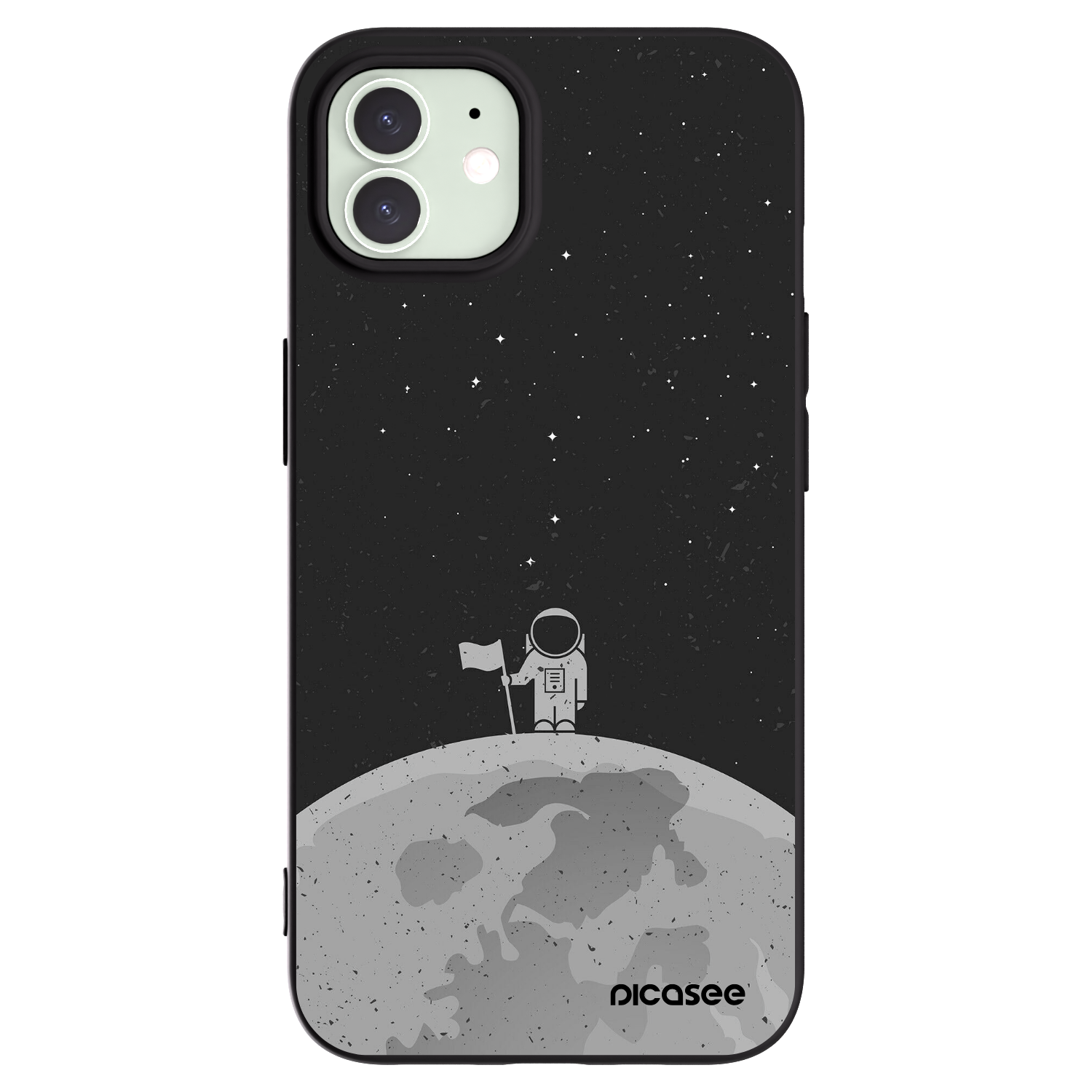 Picasee Μαύρη θήκη σιλικόνης για Apple iPhone 12 Pro - Astronaut