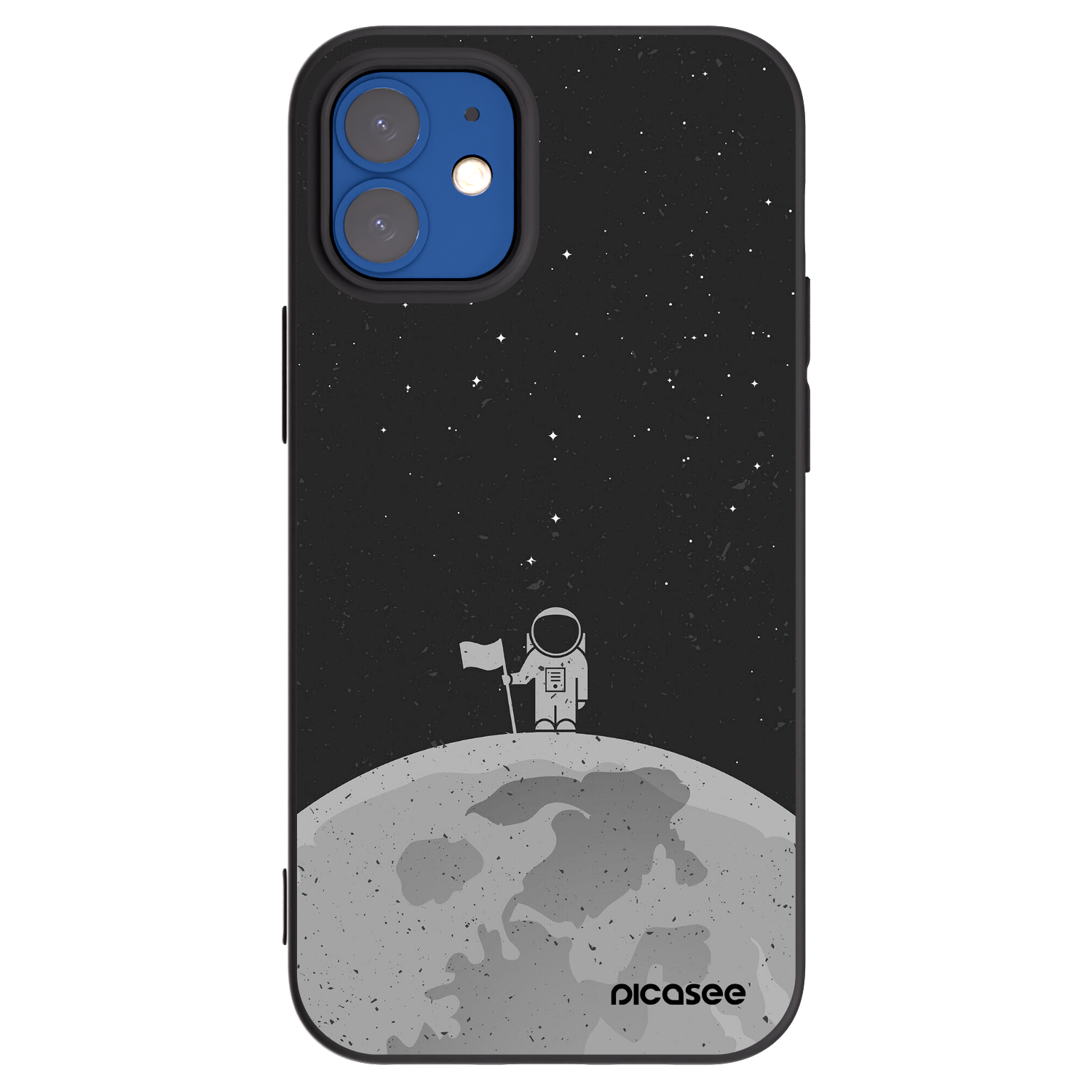 Picasee Μαύρη θήκη σιλικόνης για Apple iPhone 12 mini - Astronaut