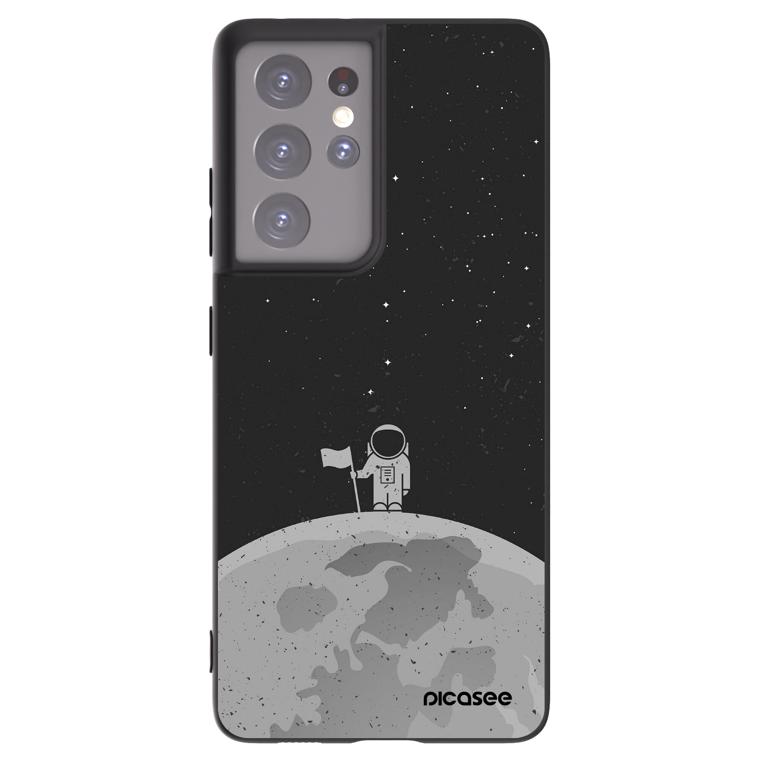 Picasee Μαύρη θήκη σιλικόνης για Samsung Galaxy S21 Ultra 5G G998B - Astronaut