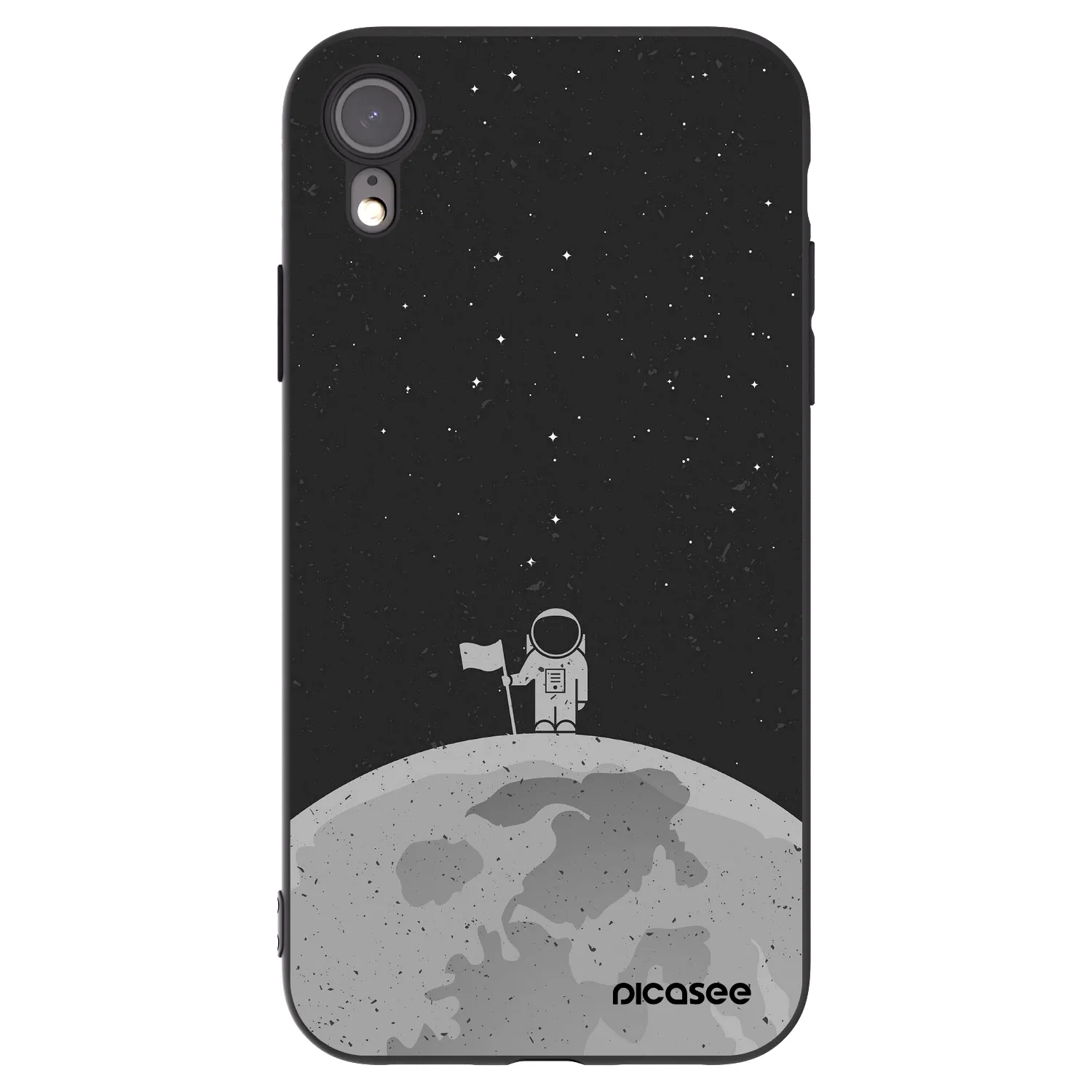 Picasee Μαύρη θήκη σιλικόνης για Apple iPhone XR - Astronaut