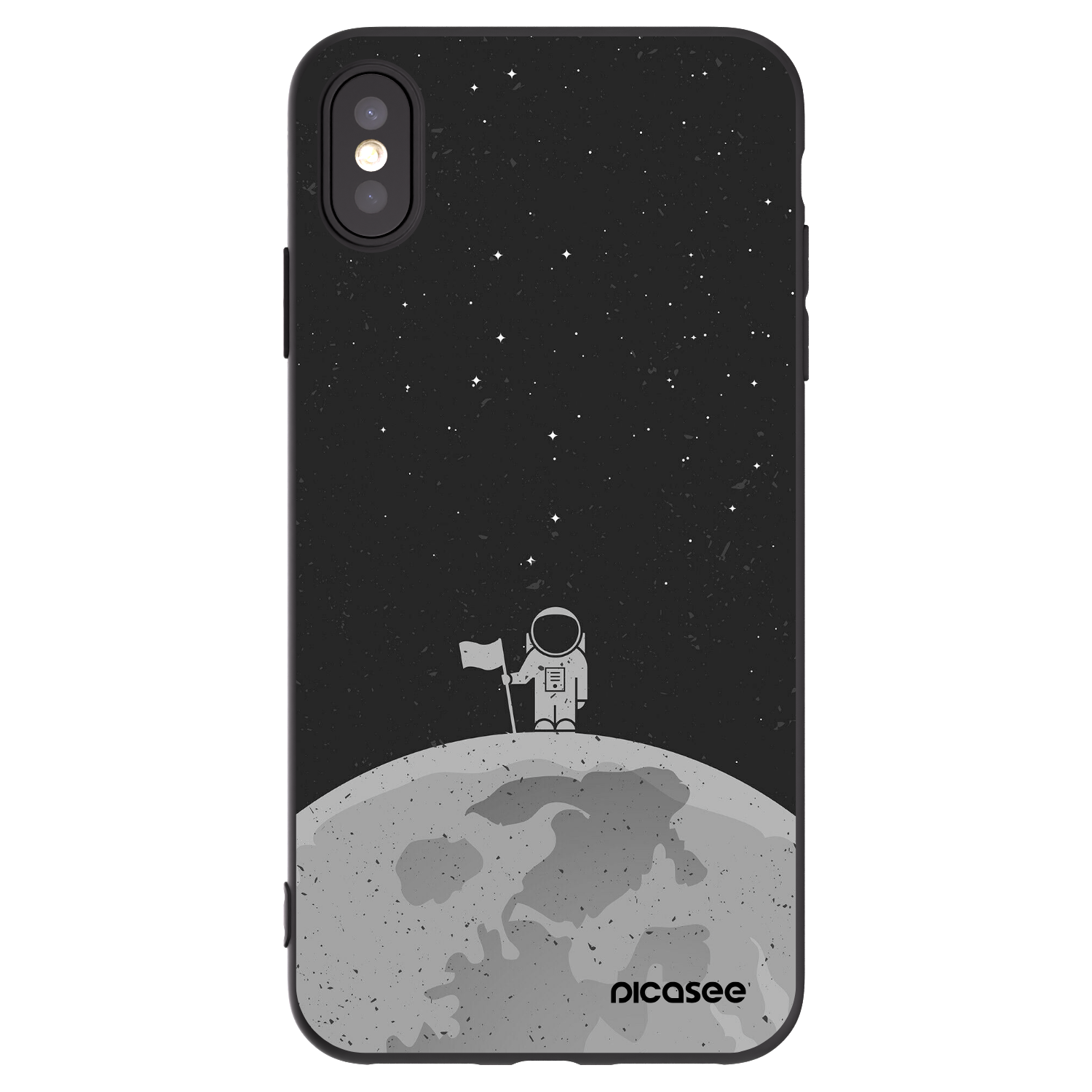 Picasee Μαύρη θήκη σιλικόνης για Apple iPhone XS Max - Astronaut