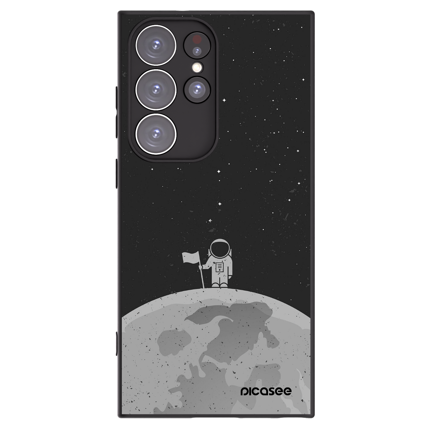 Picasee Μαύρη θήκη σιλικόνης για Samsung Galaxy S23 Ultra 5G - Astronaut
