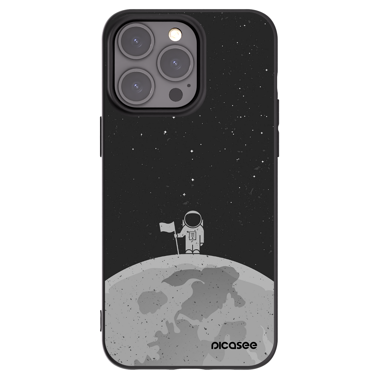 Picasee Μαύρη θήκη σιλικόνης για Apple iPhone 15 Pro Max - Astronaut
