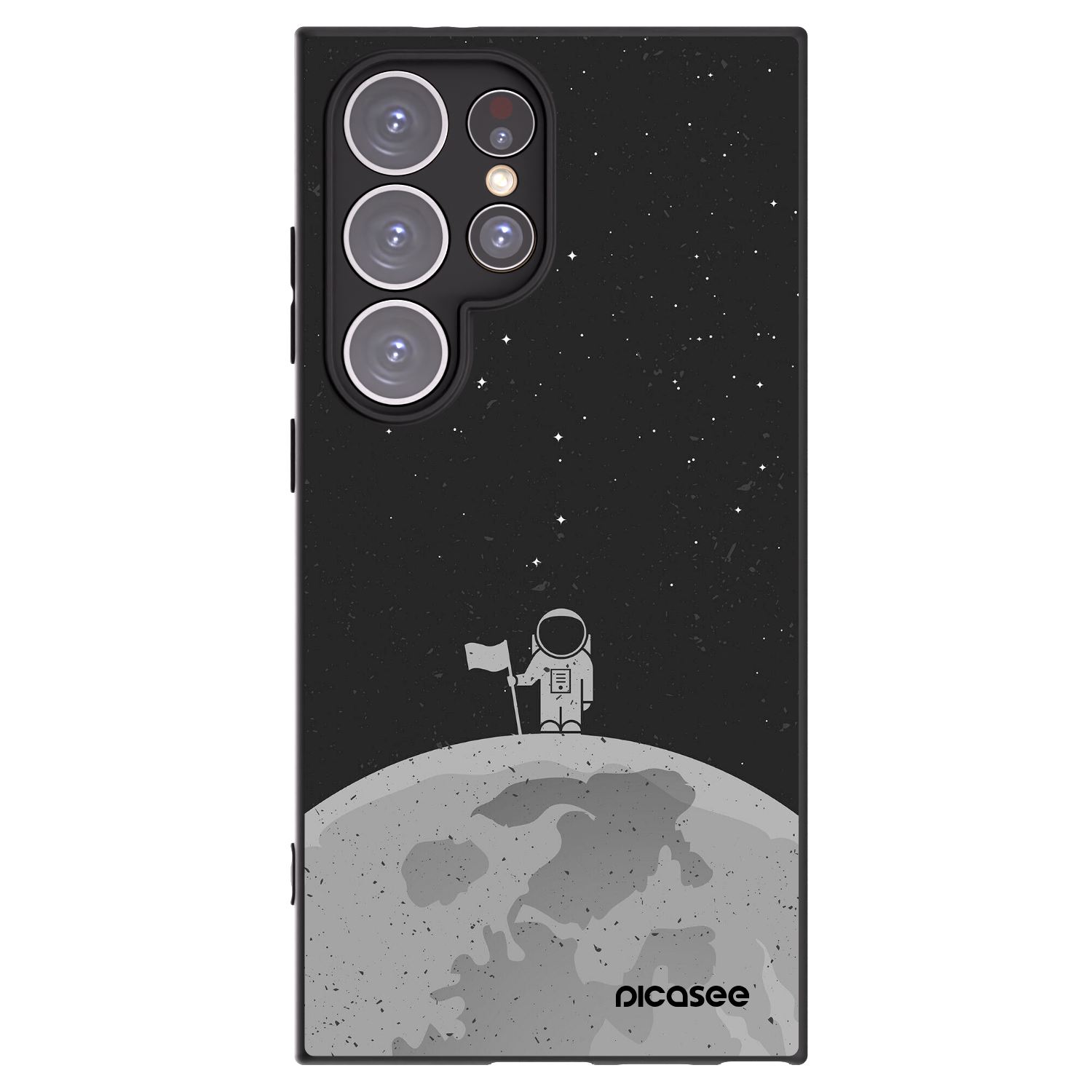 Picasee Μαύρη θήκη σιλικόνης για Samsung Galaxy S24 Ultra S928B 5G - Astronaut